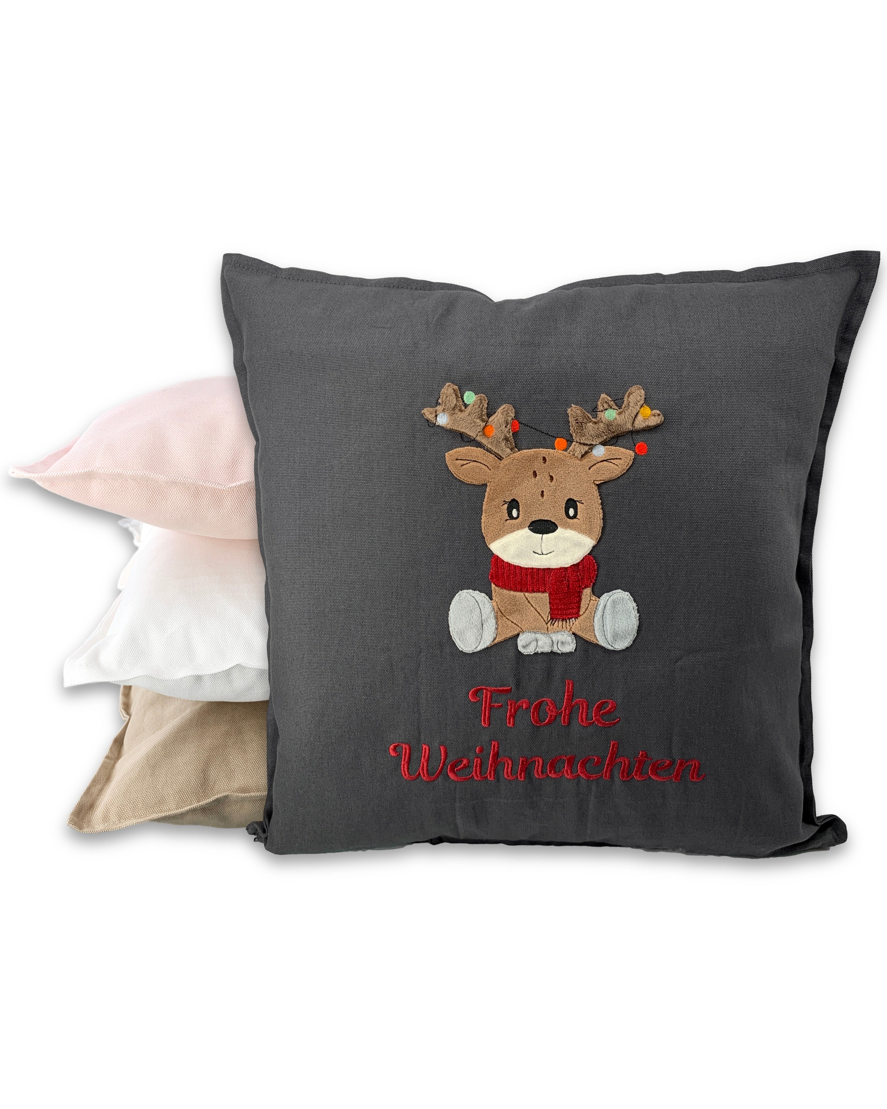 besticktes Weihnachtskissen mit Elch