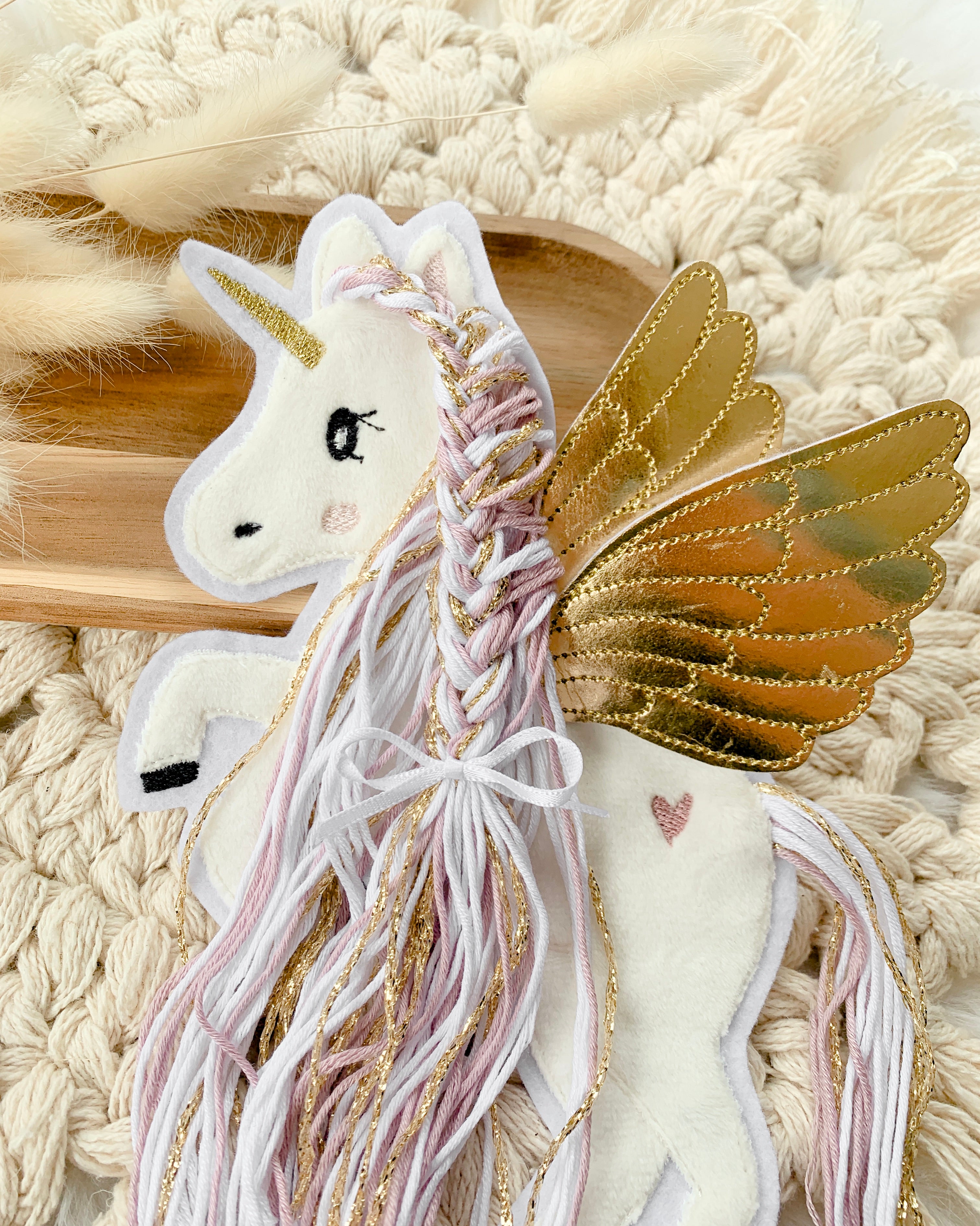 Applikation Pegasus "Pia" - Altrosa/Gold