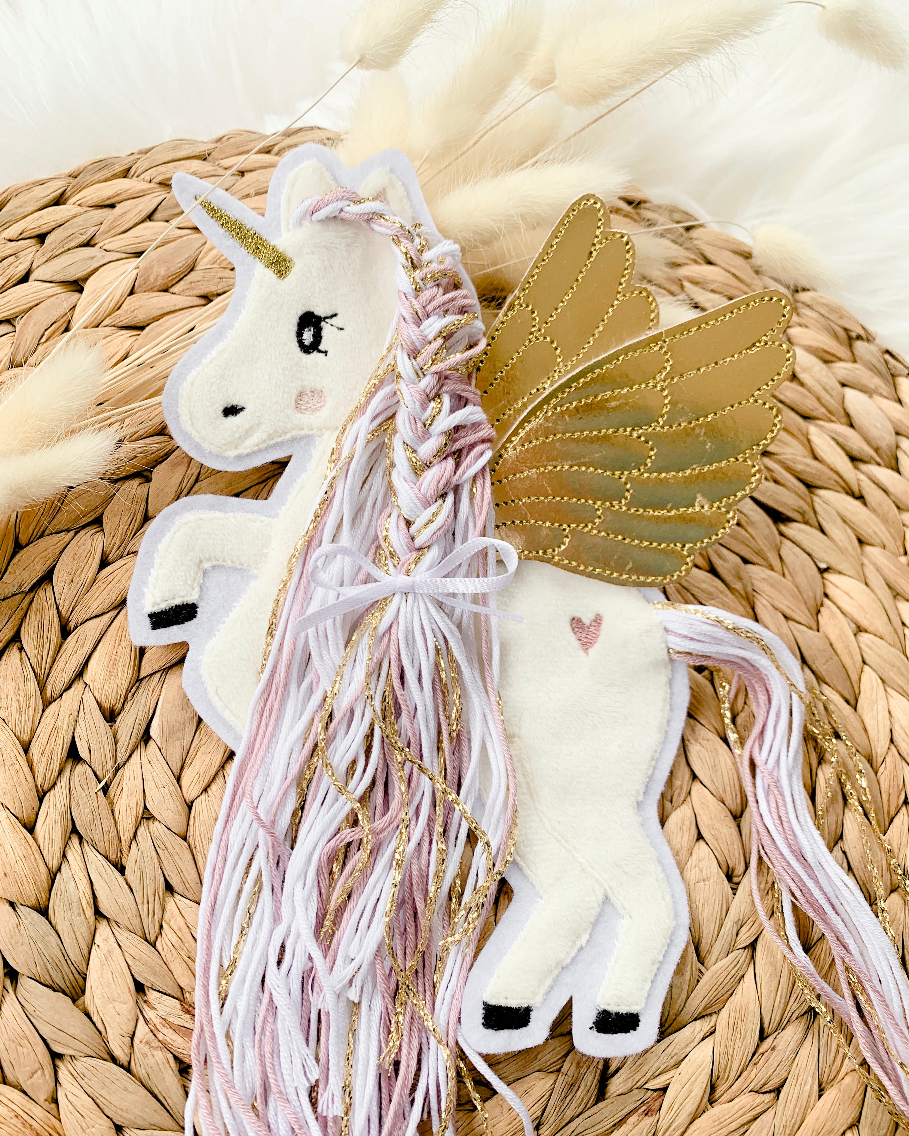 Applikation Pegasus "Pia" - Altrosa/Gold