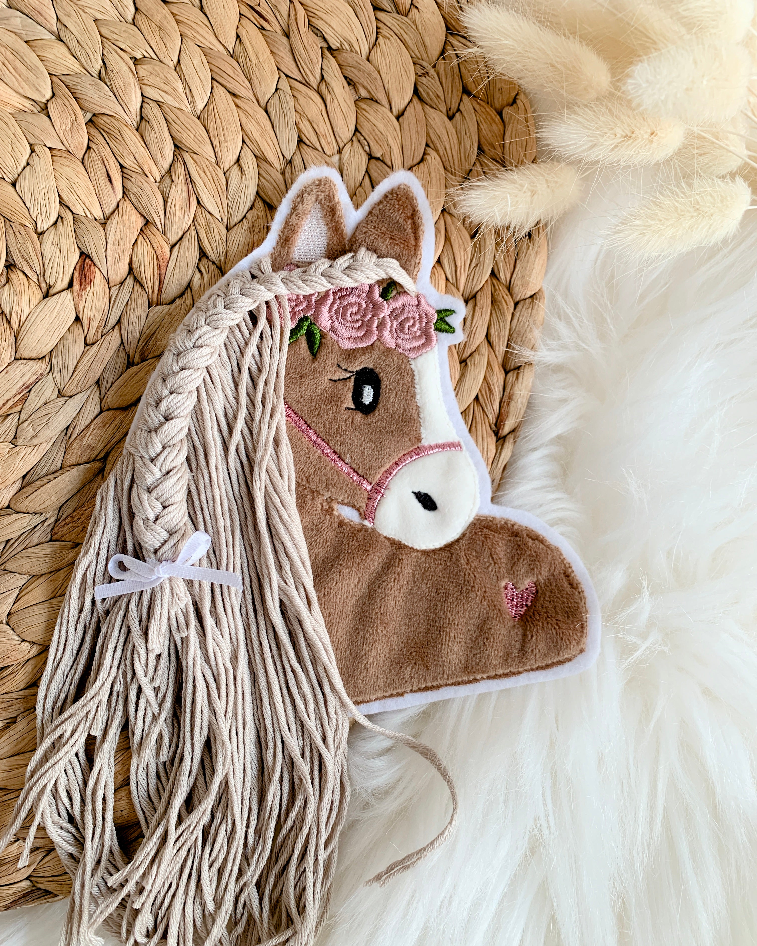 Applikation Pferd Beige Rosa