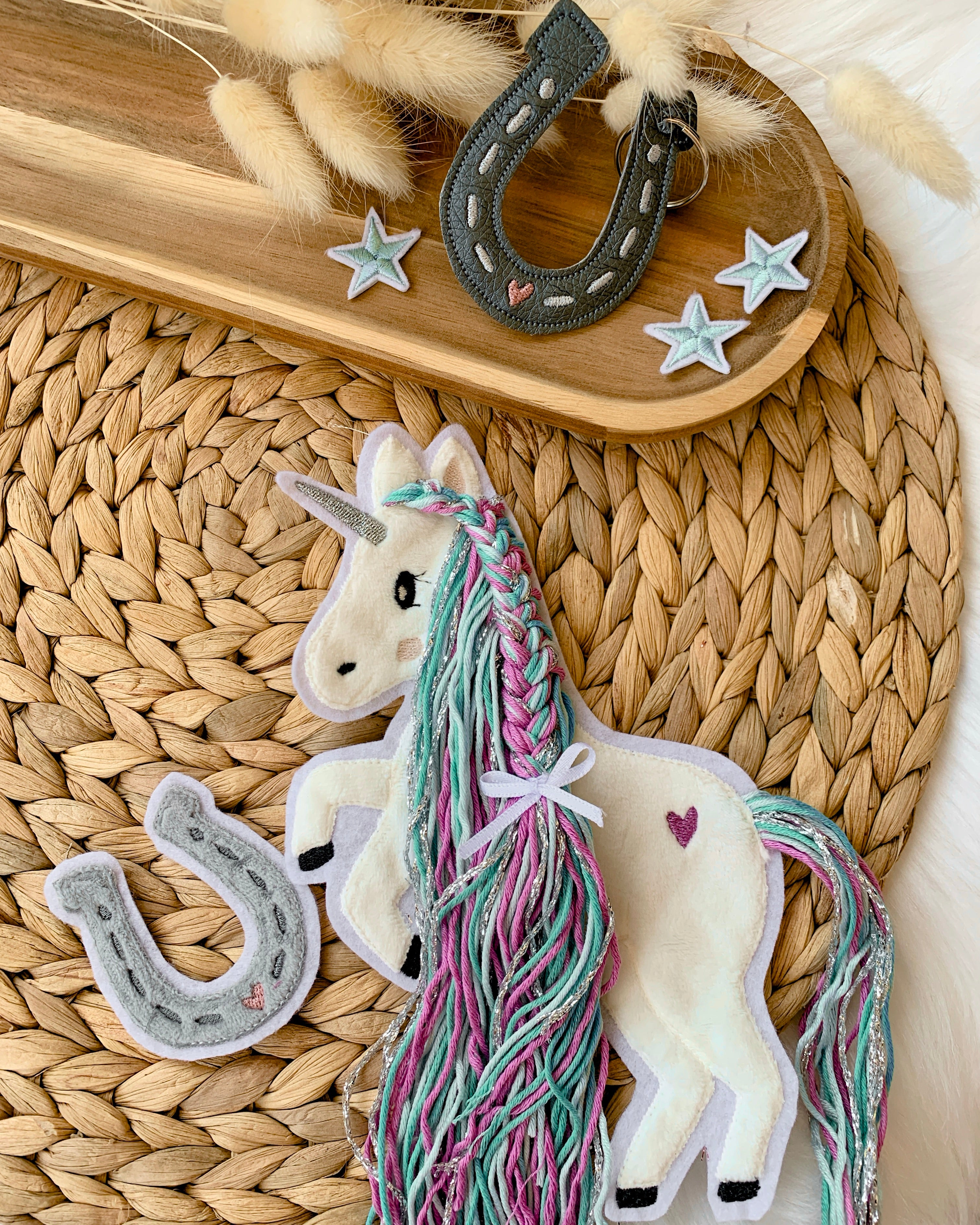 Applikation Einhorn "Ella" - Türkis/Lila