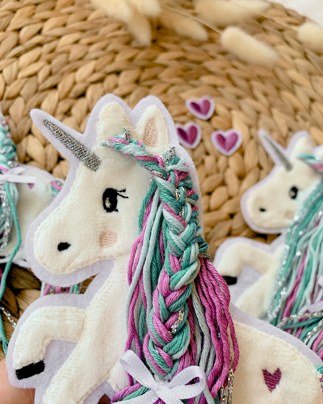 Applikation Einhorn "Ella" - Türkis/Lila