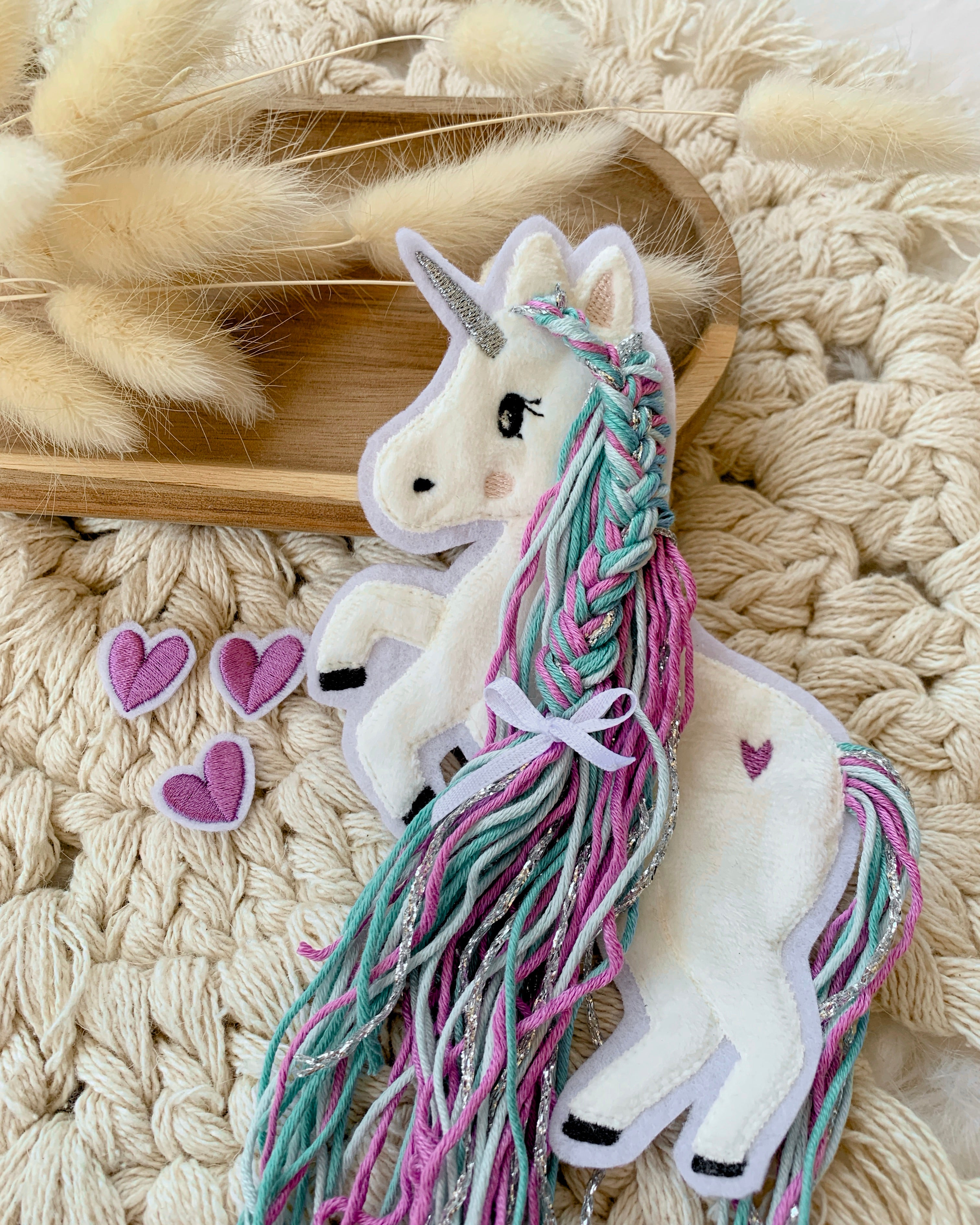 Applikation Einhorn "Ella" - Türkis/Lila