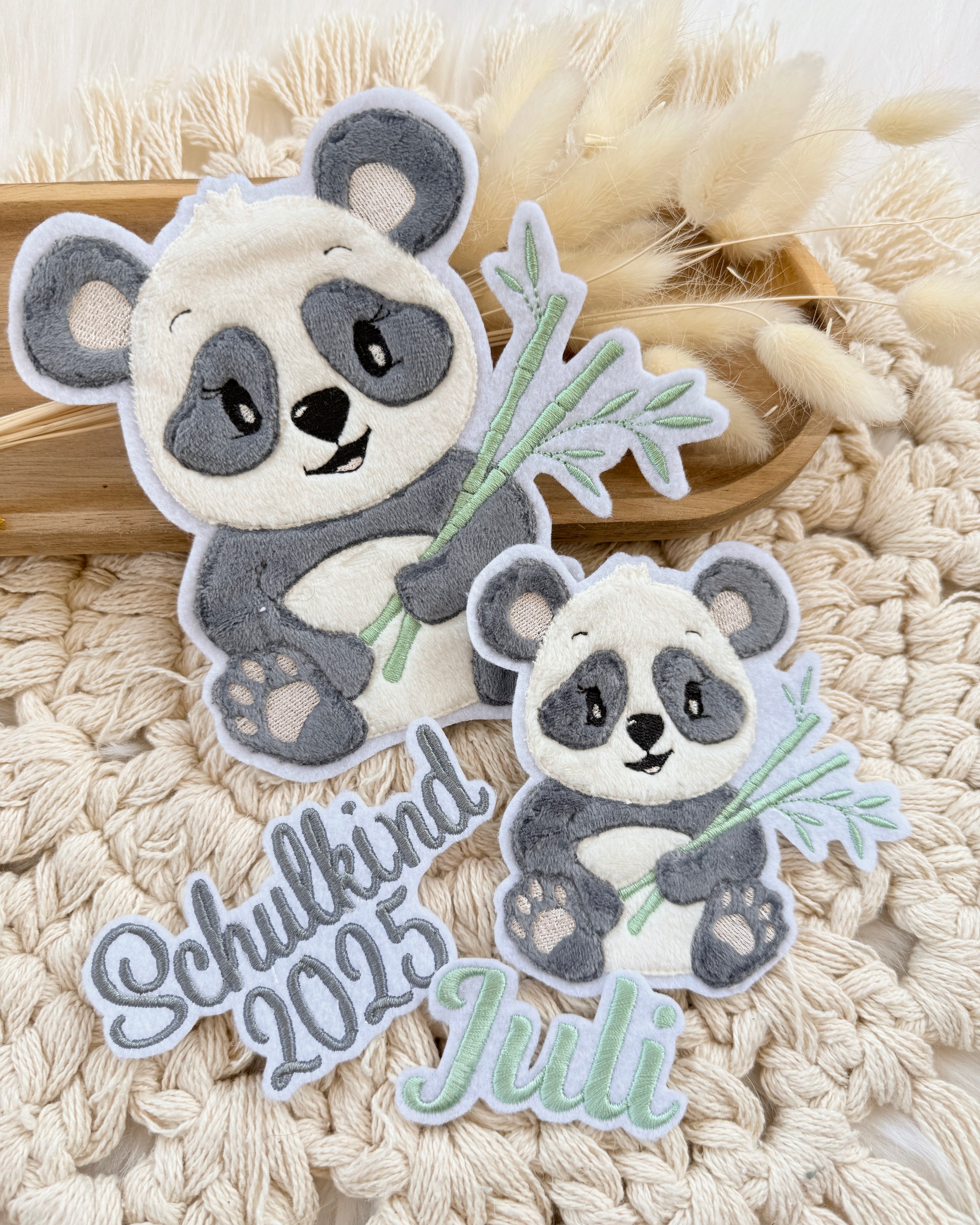 Patches Panda Bär mit Bambus