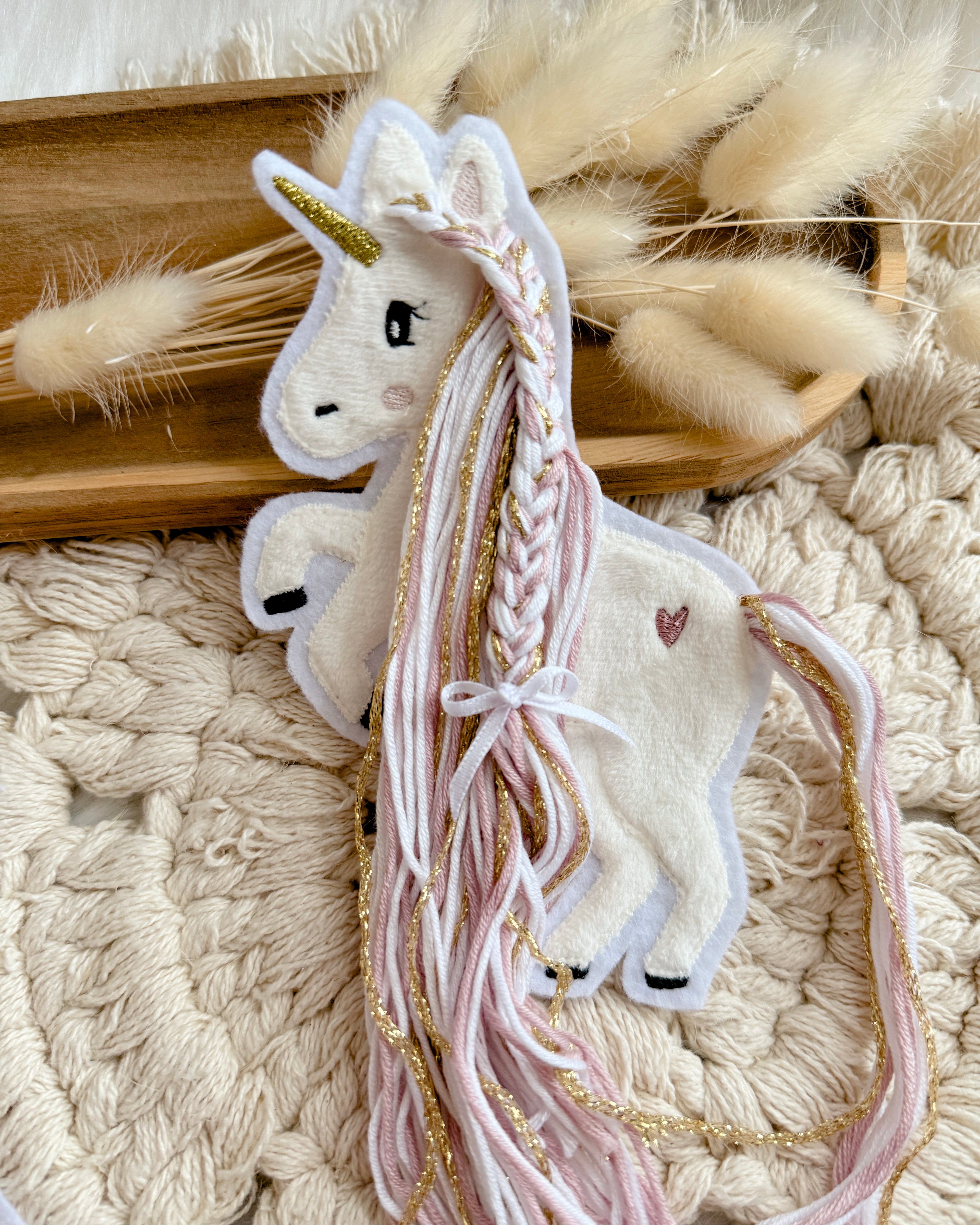 Aufnäher Einhorn Wollmähne Rosa