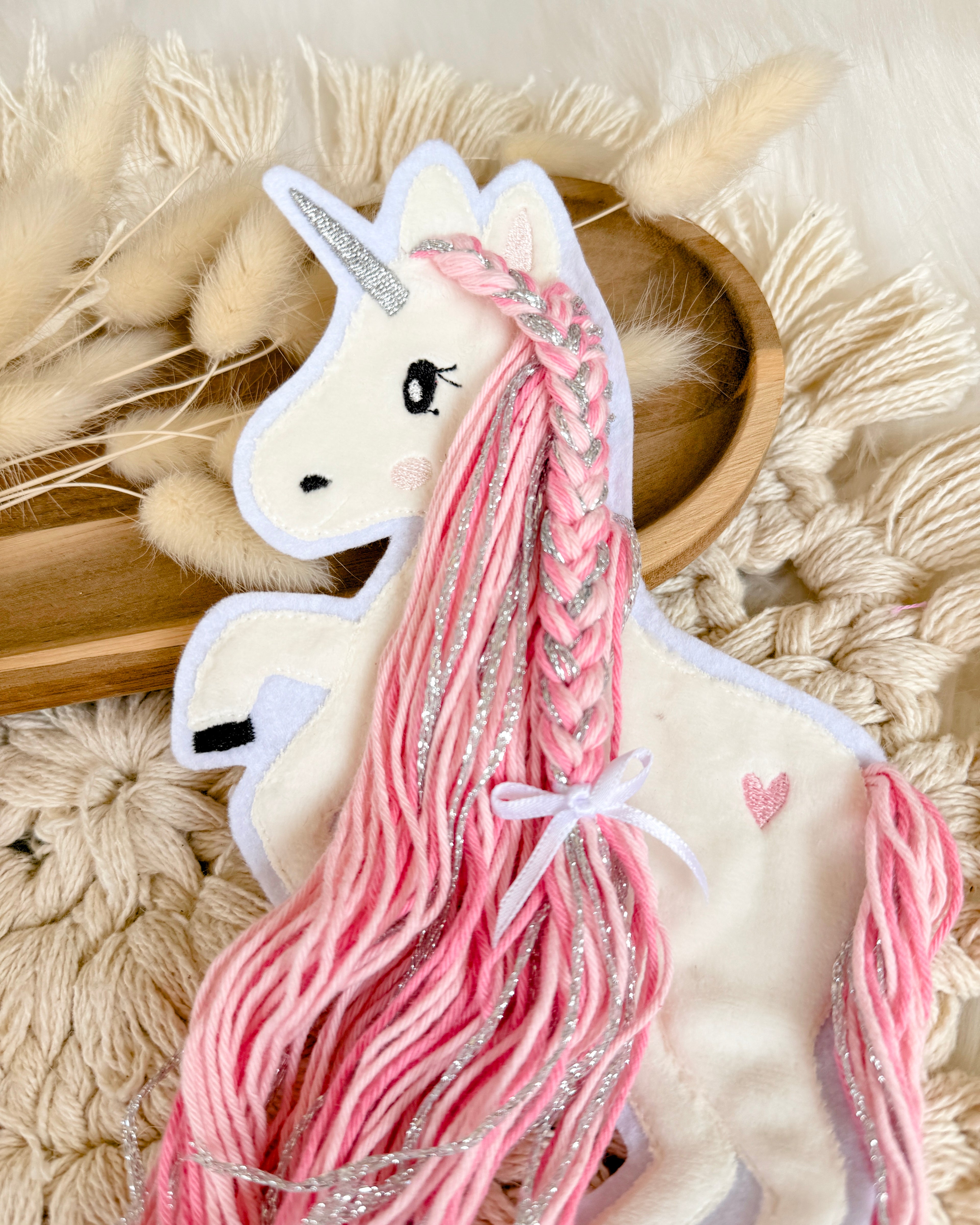 Bügelmotiv 3D Einhorn Rosa