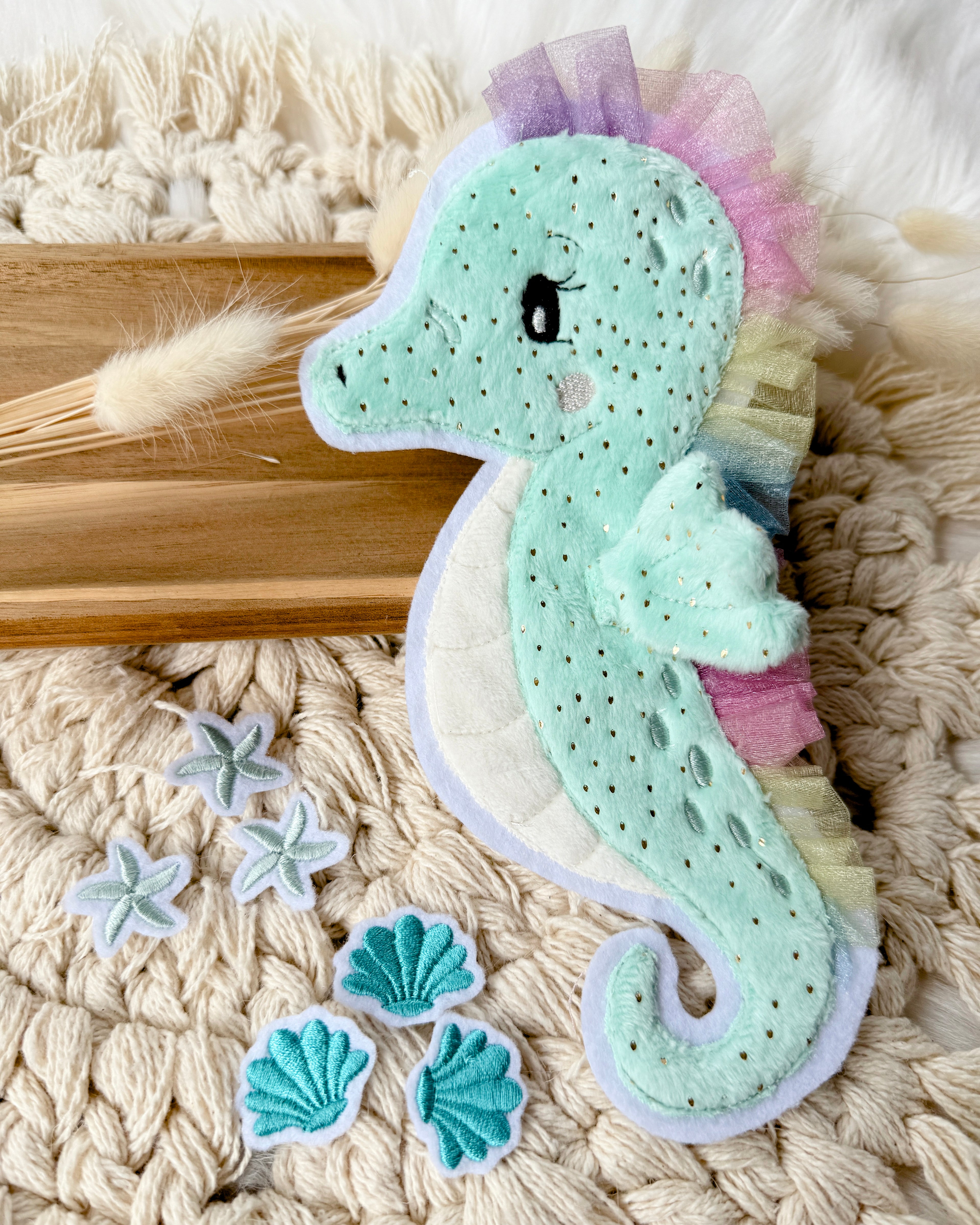 Seepferdchen Patch mit Seesternen