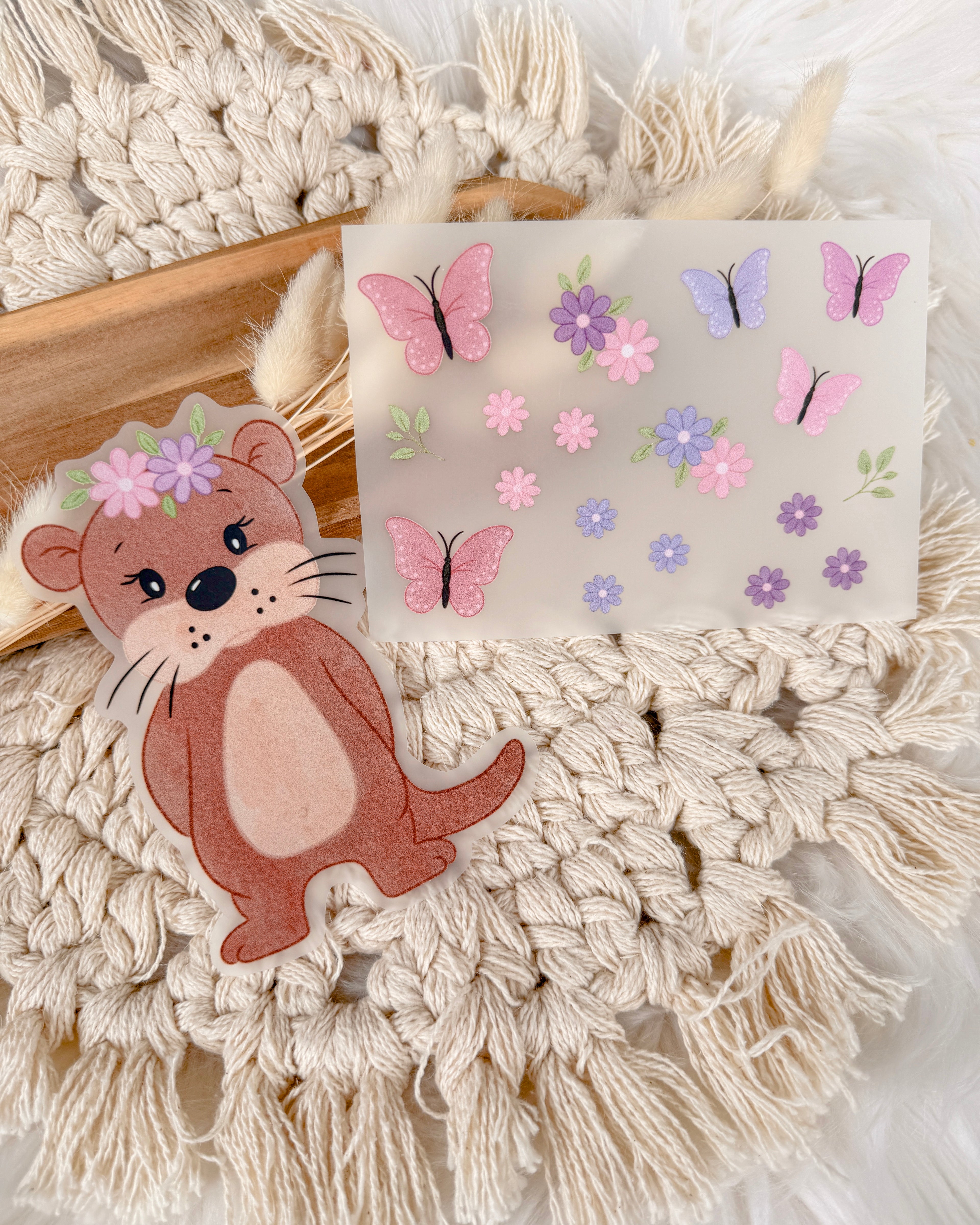 Otter mit Blumen DTF Druck
