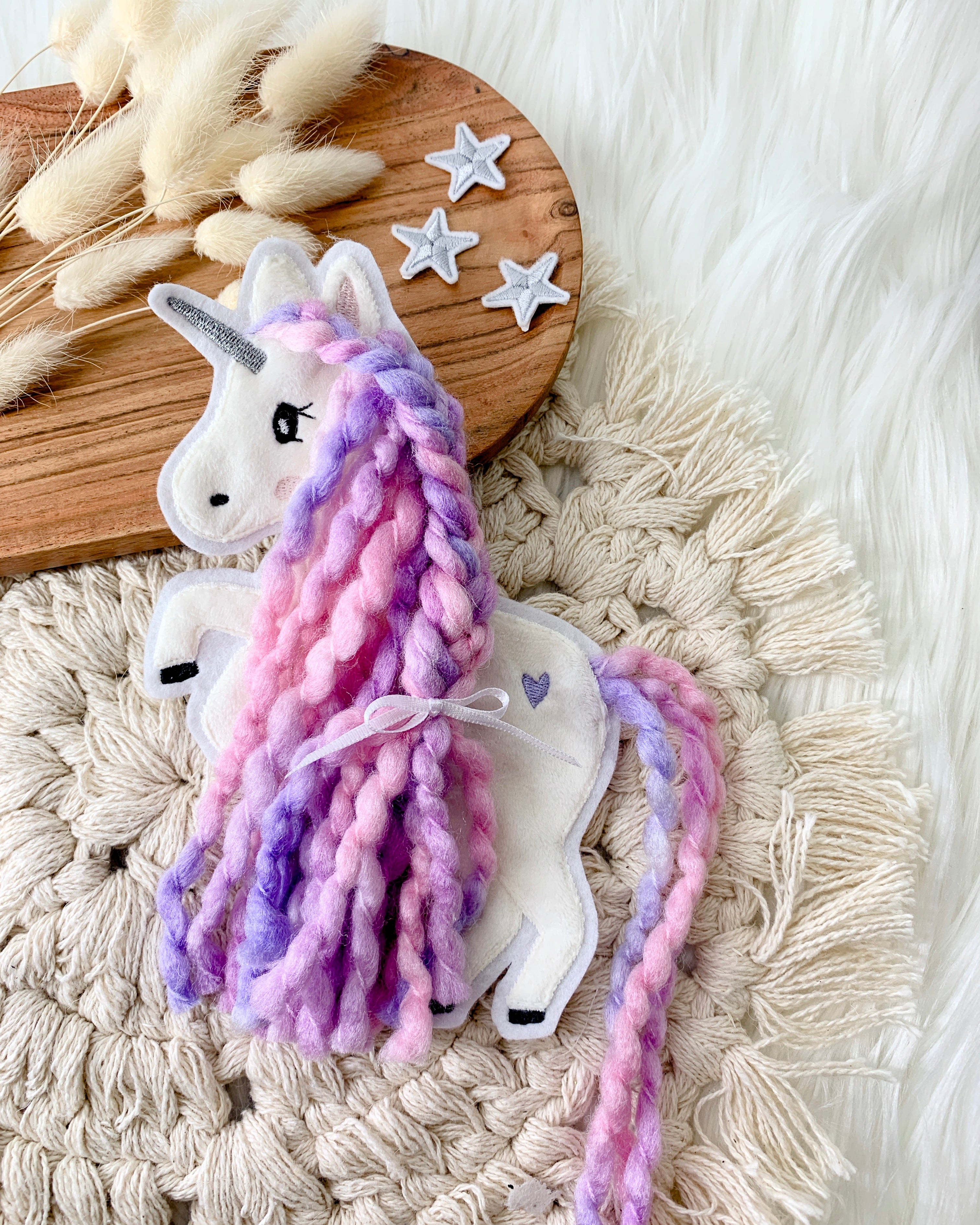 Applikation Einhorn Lila Rosa