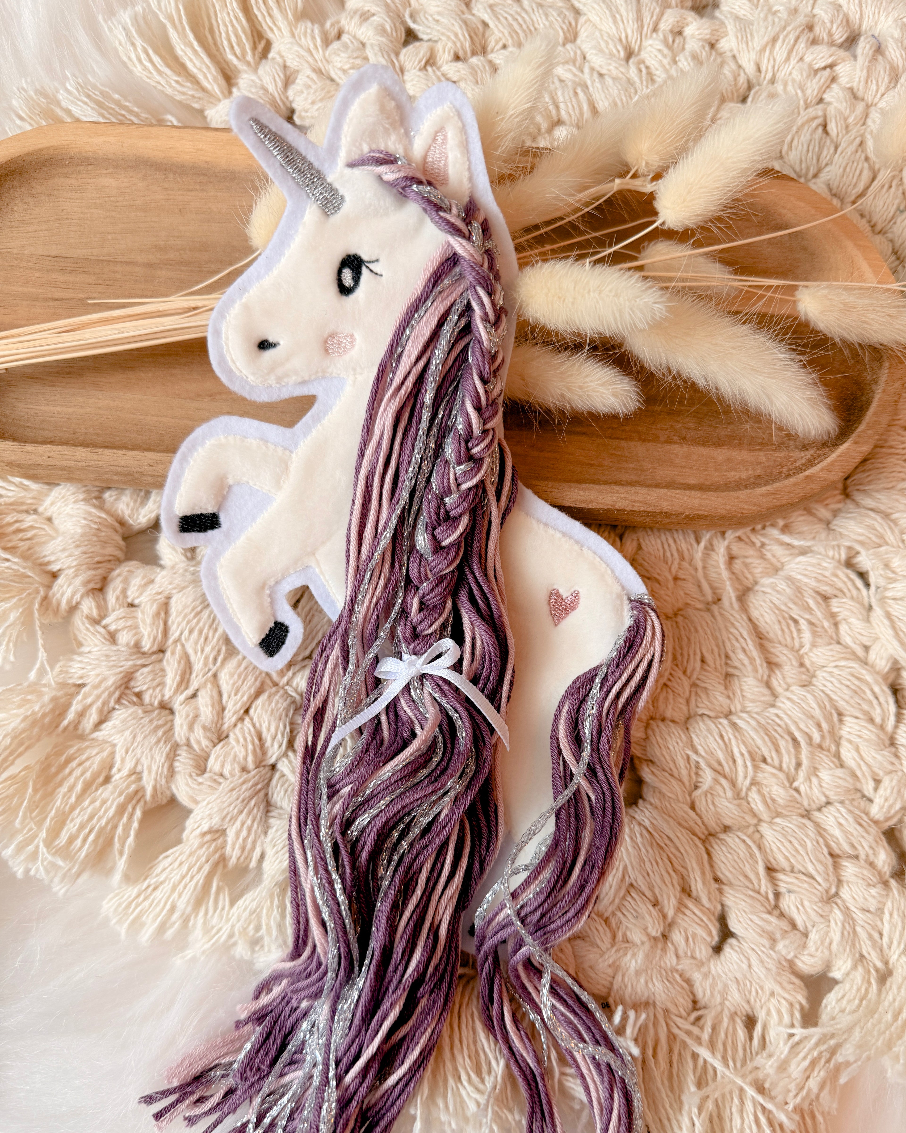 Applikation Einhorn "Ella" - Mauve/Silber
