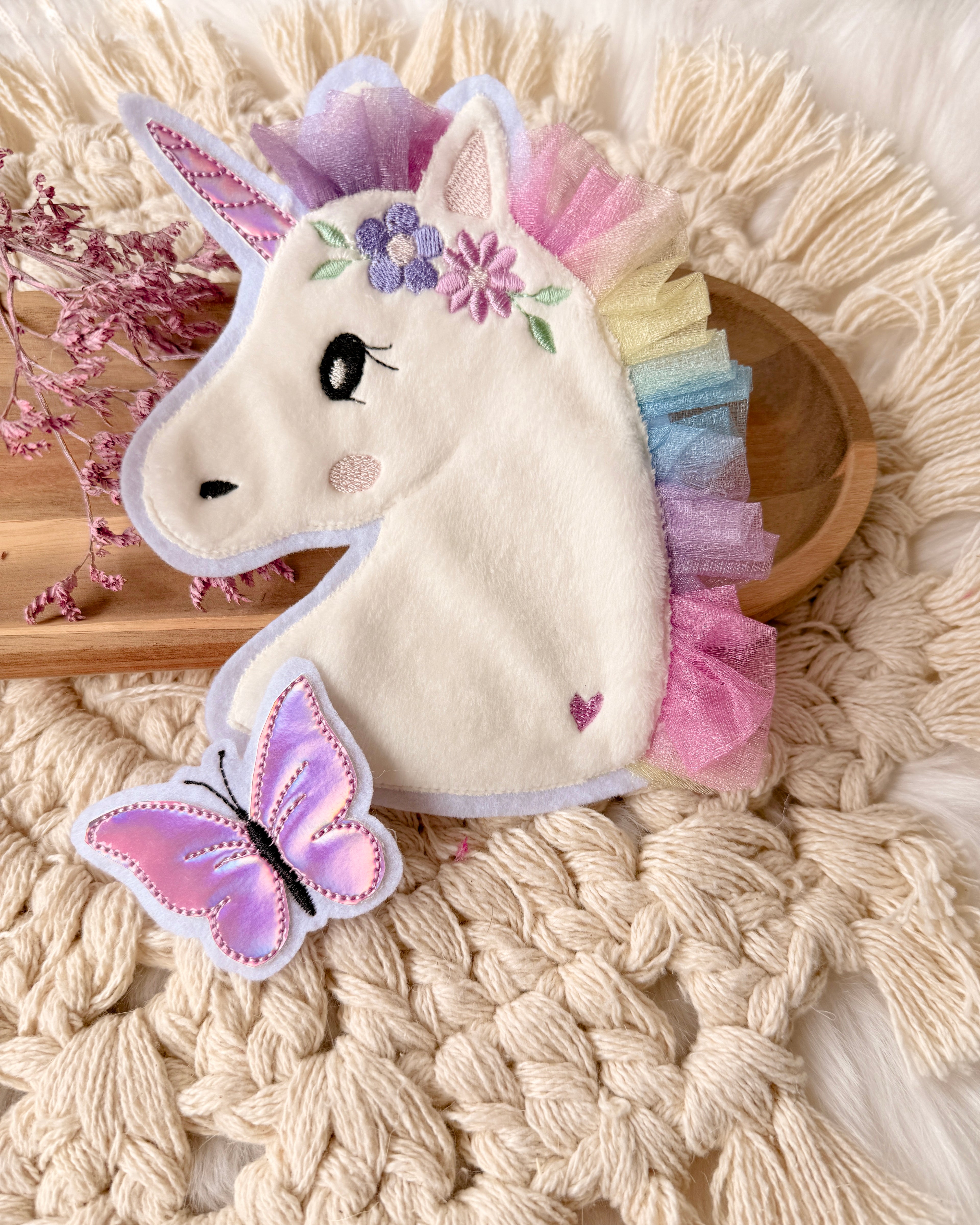 Aufnäher Einhorn Regenbogen Schmetterling