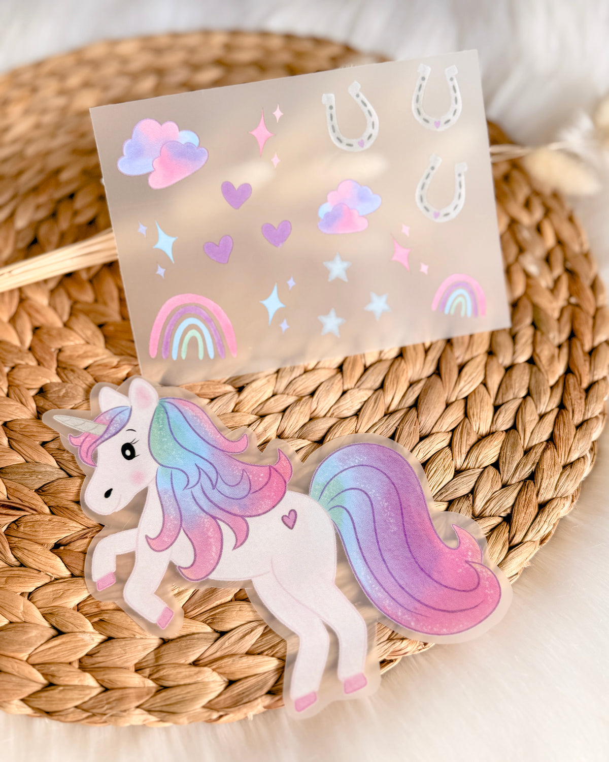 Bügelbild Einhorn und Zubehör