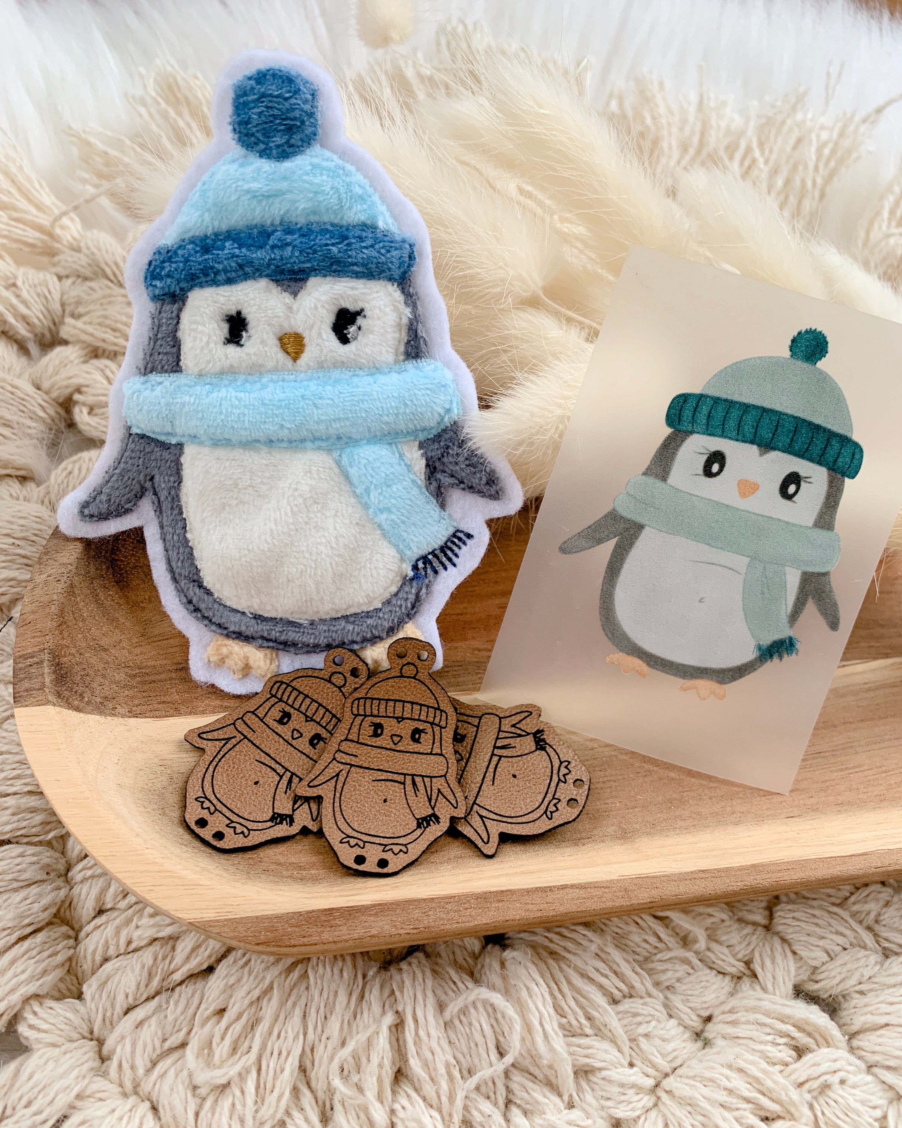 Bügelbild Label Pinguin