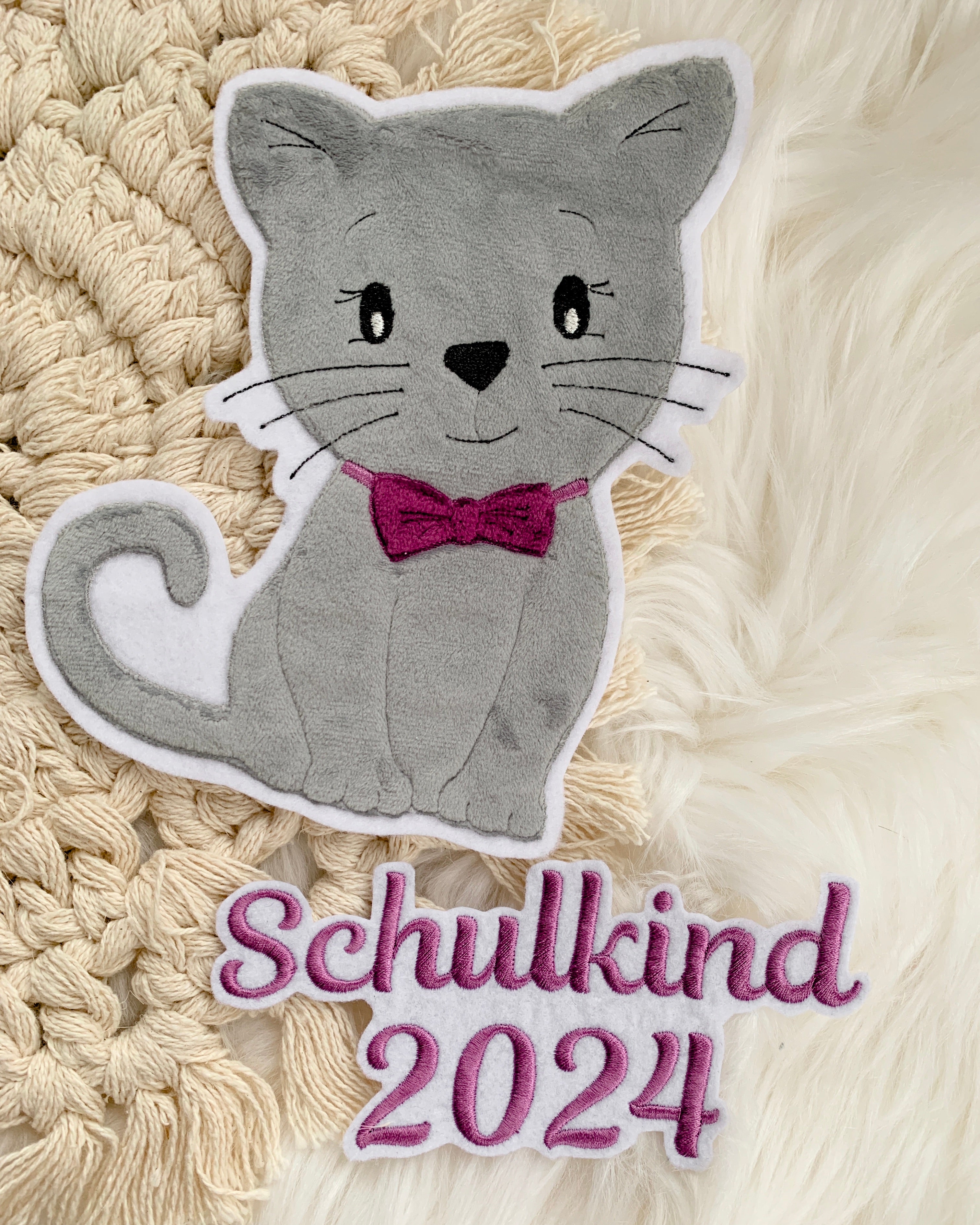 Aufnäher Katze Schulanfang