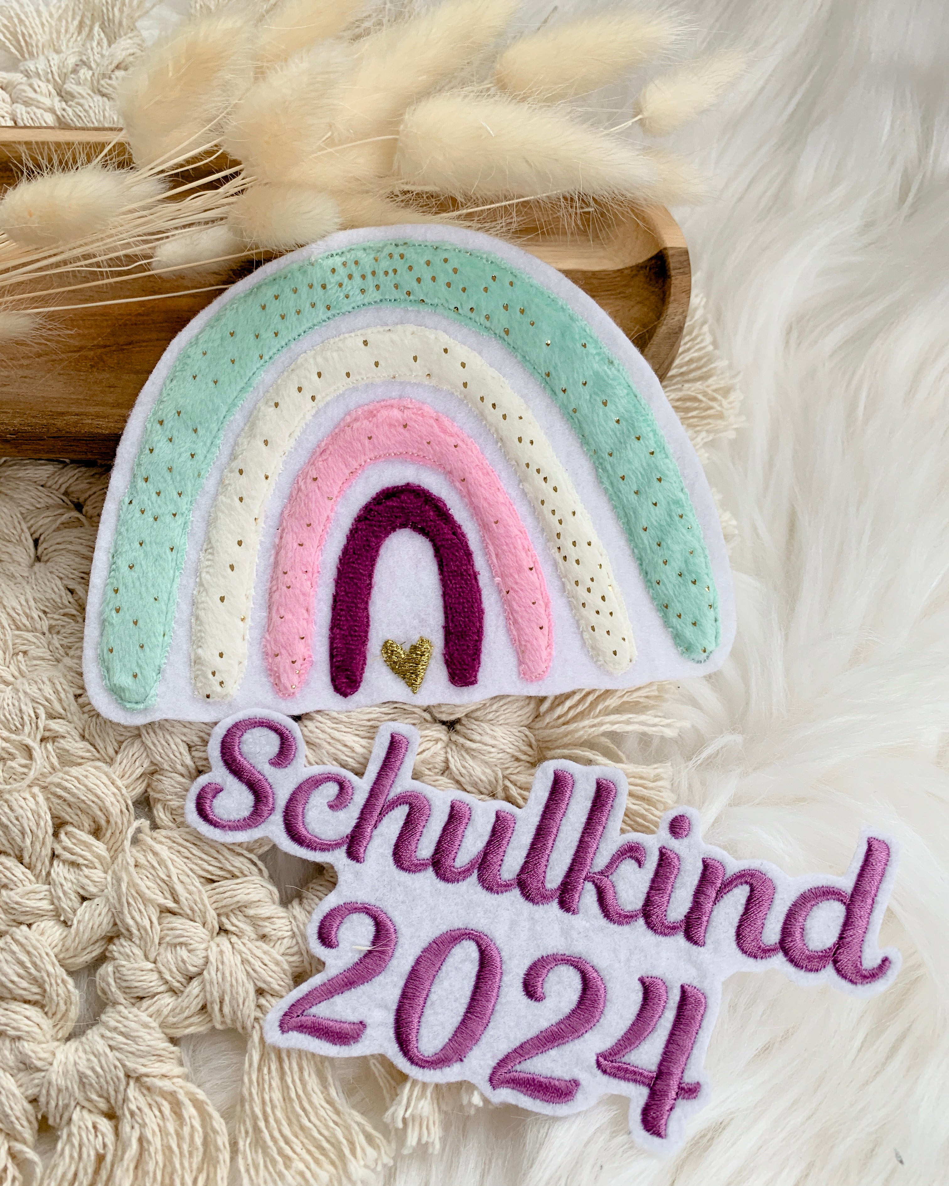 Applikation Regenbogen "Rosa"