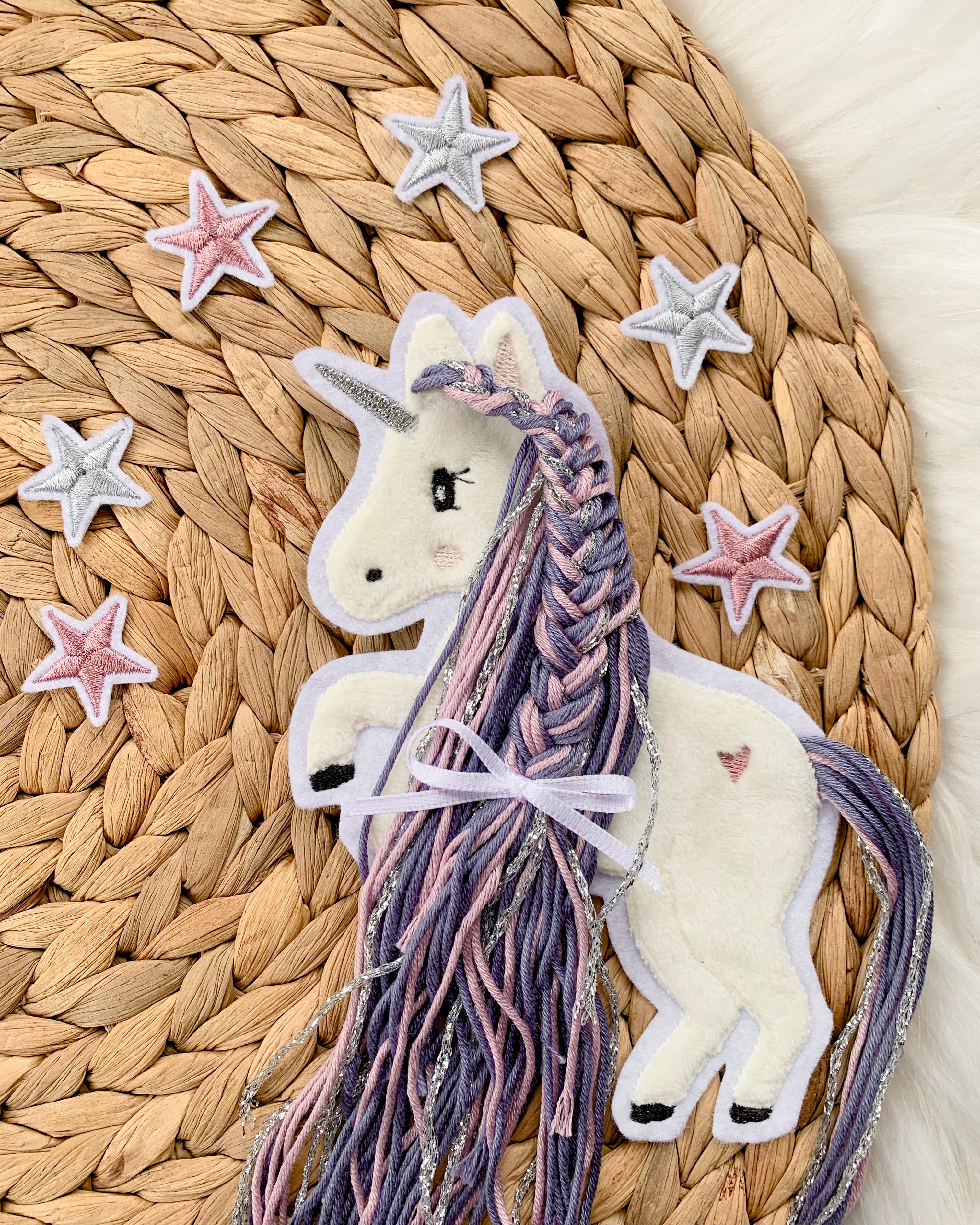 Applikation Einhorn mit Wollmähne
