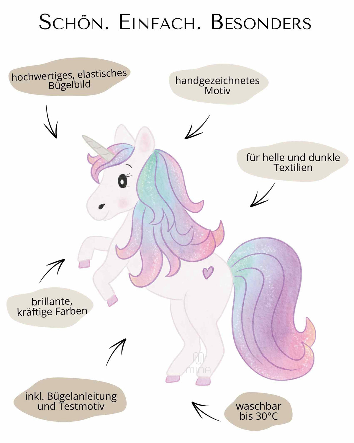 Bügelbild Einhorn Vorteile