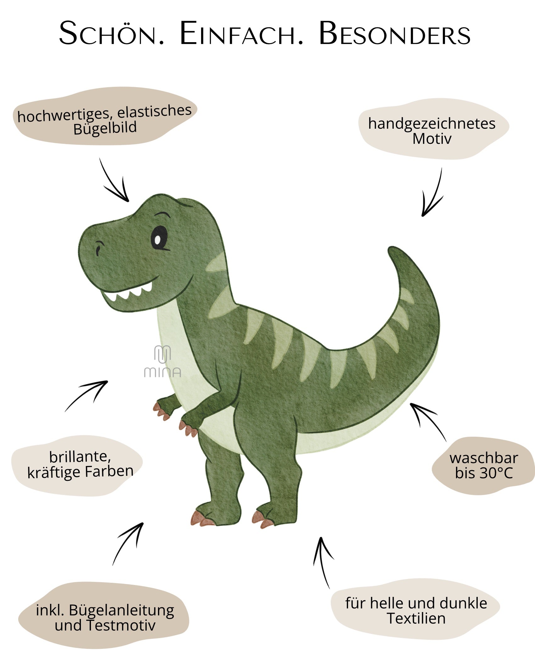 Vorteile Bügelbild Dino