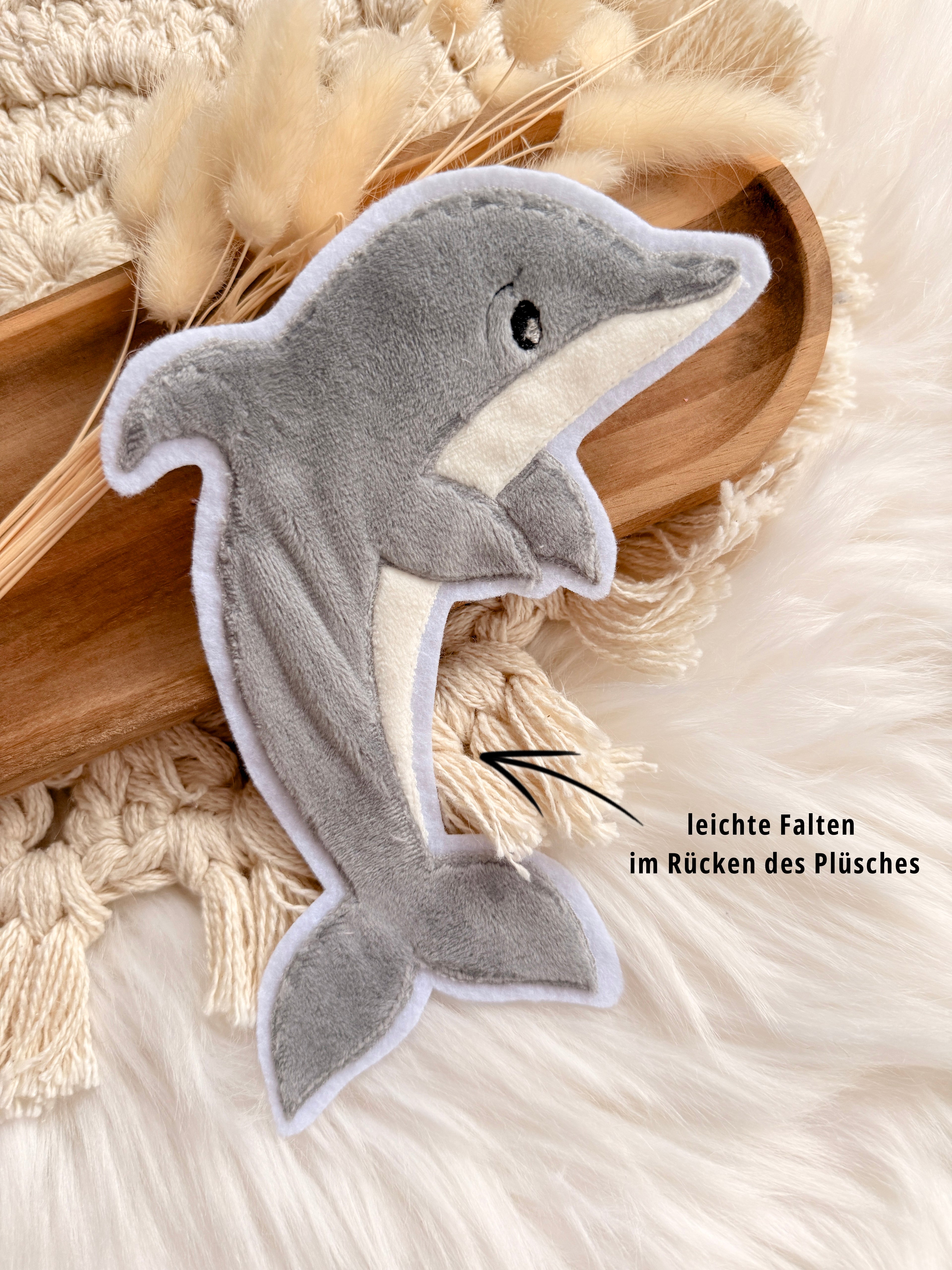 B-WARE Applikation Delfin "Daisy"- Hellgrau/Groß