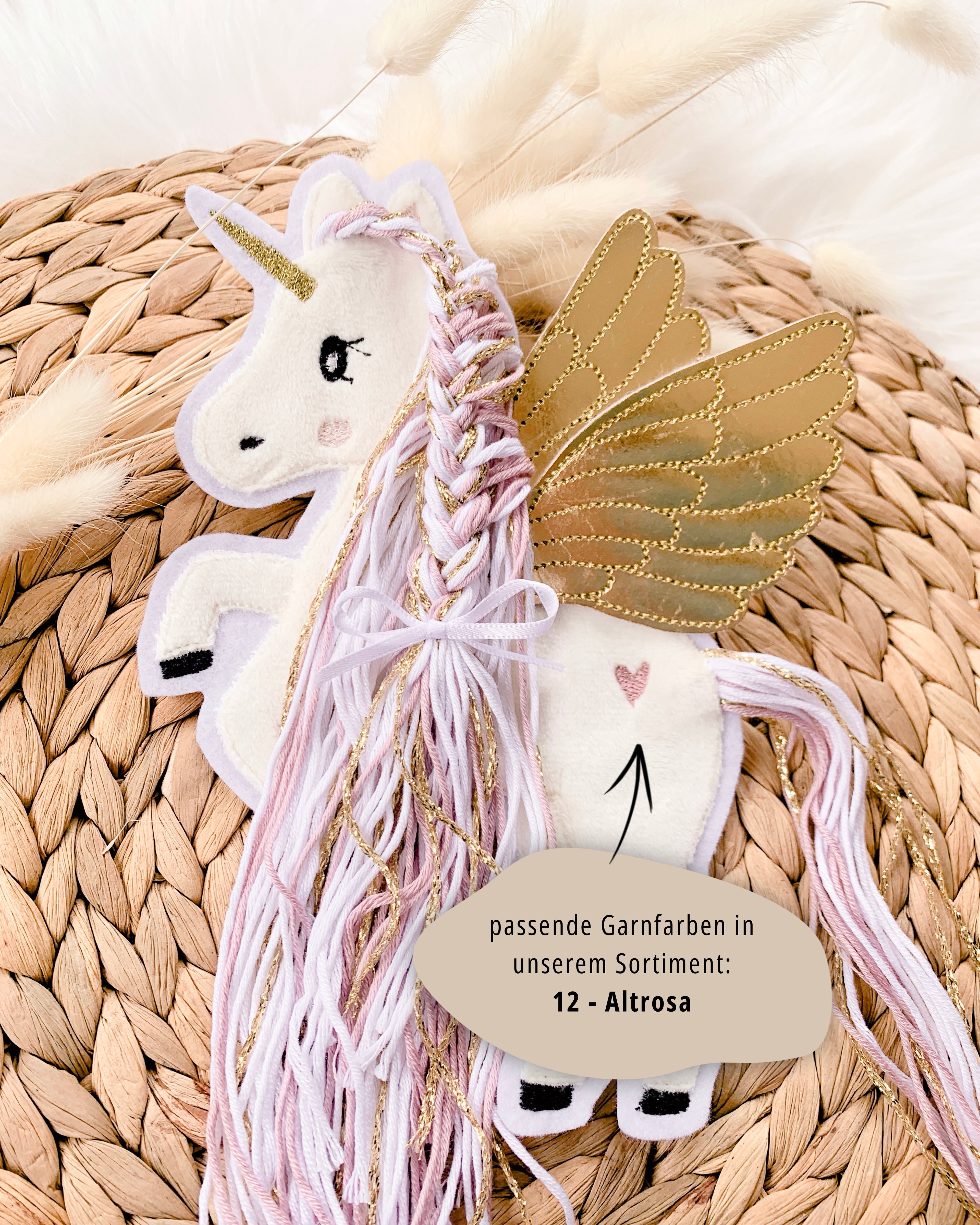Applikation Pegasus "Pia" - Altrosa/Gold