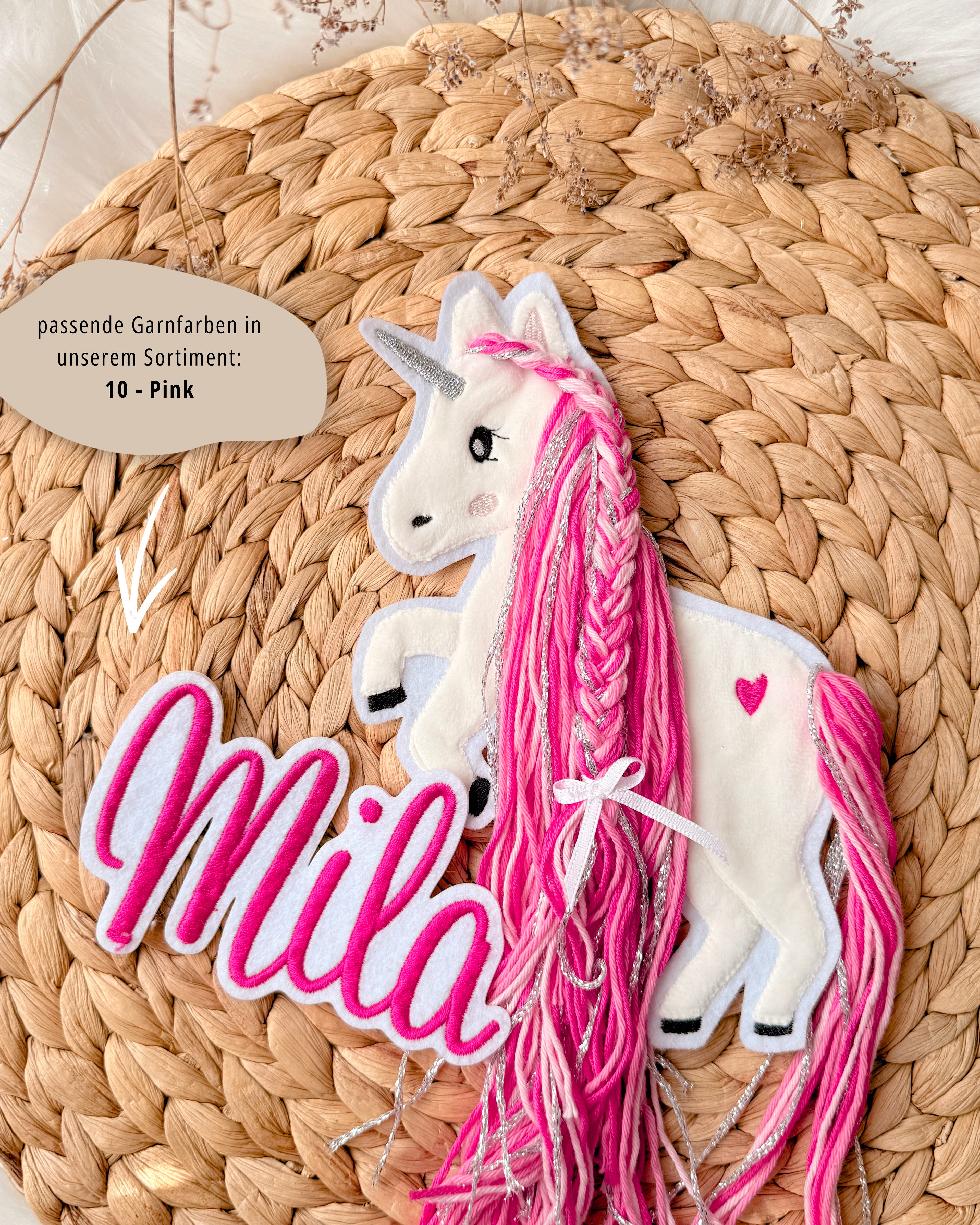 Applikation Einhorn "Ella" - Pink/Silber