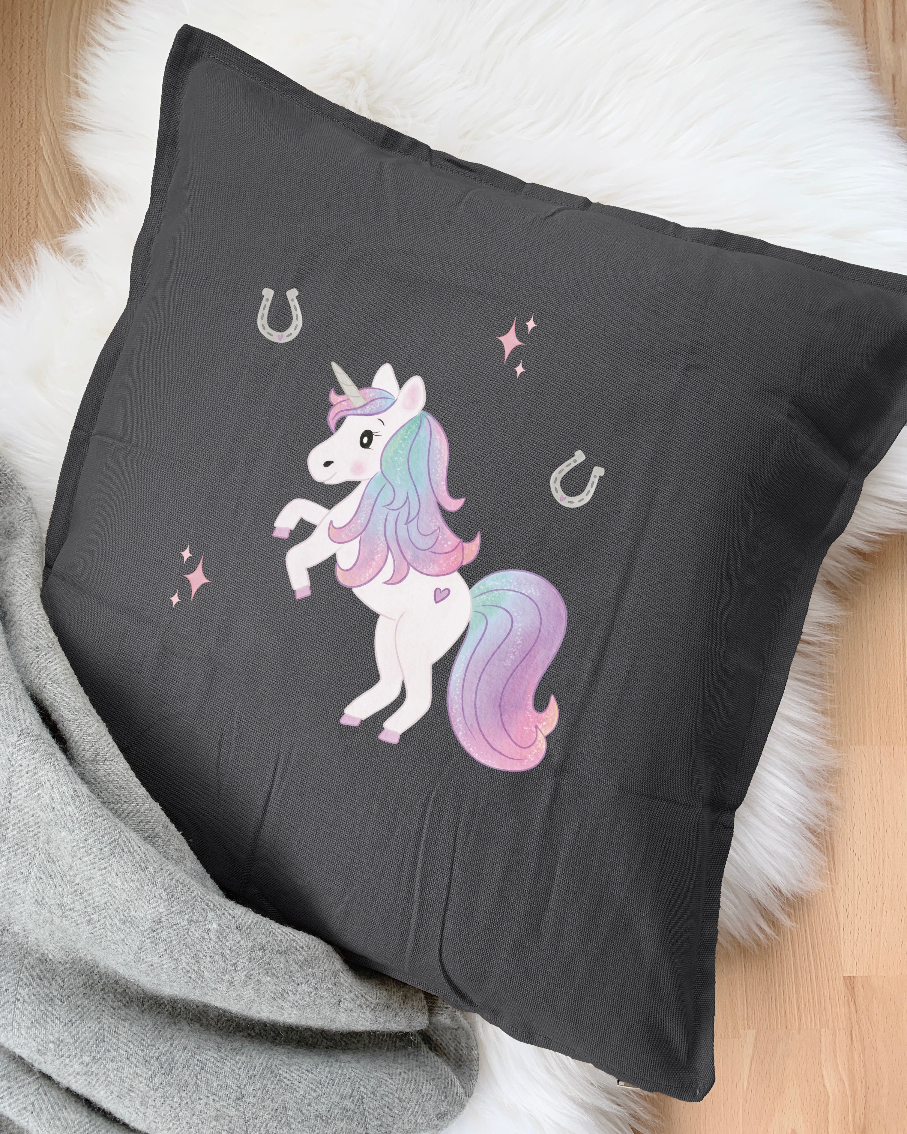 Kissen mit Einhorn Bügelbild