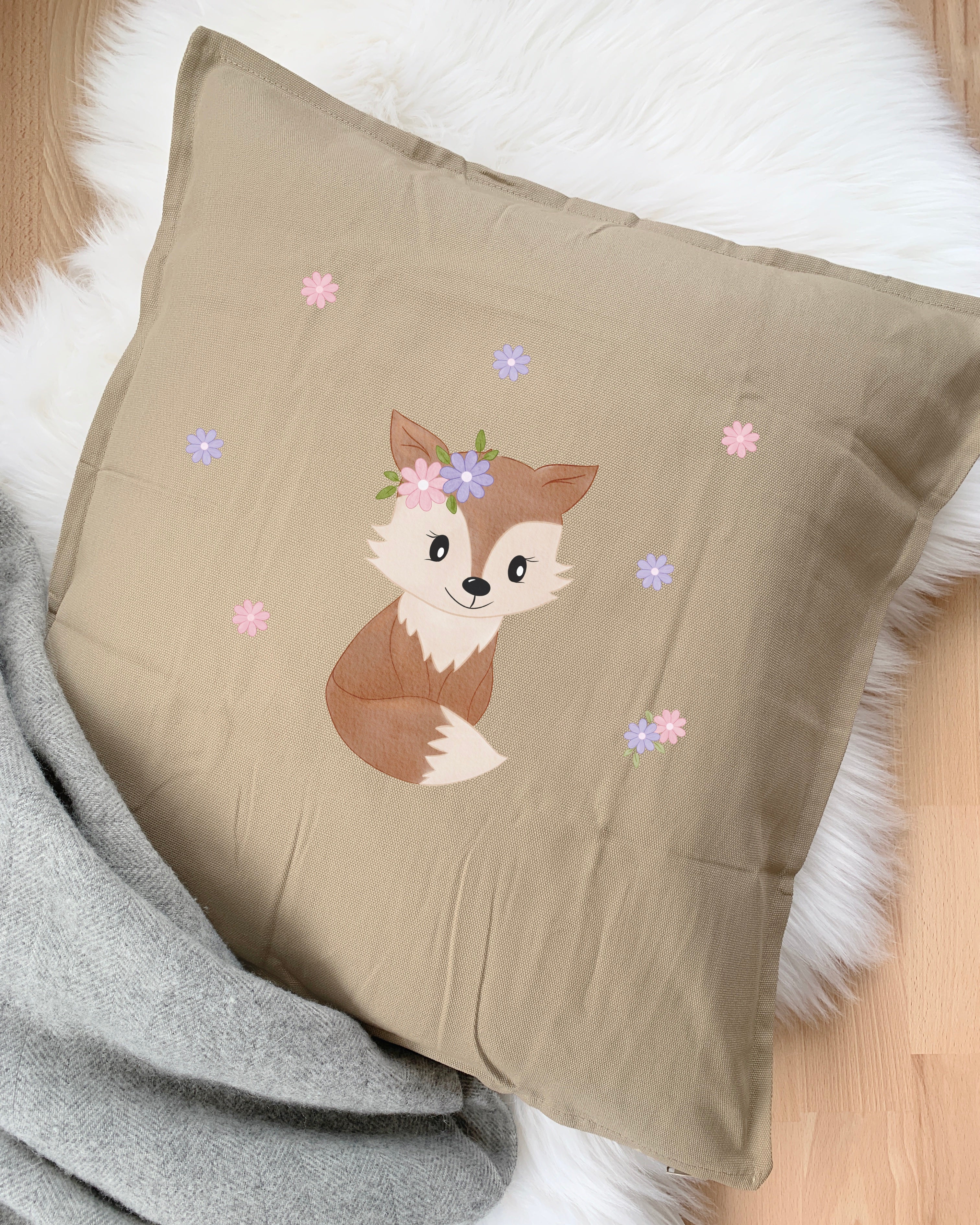 Fuchs Bügelmotiv auf Kissen