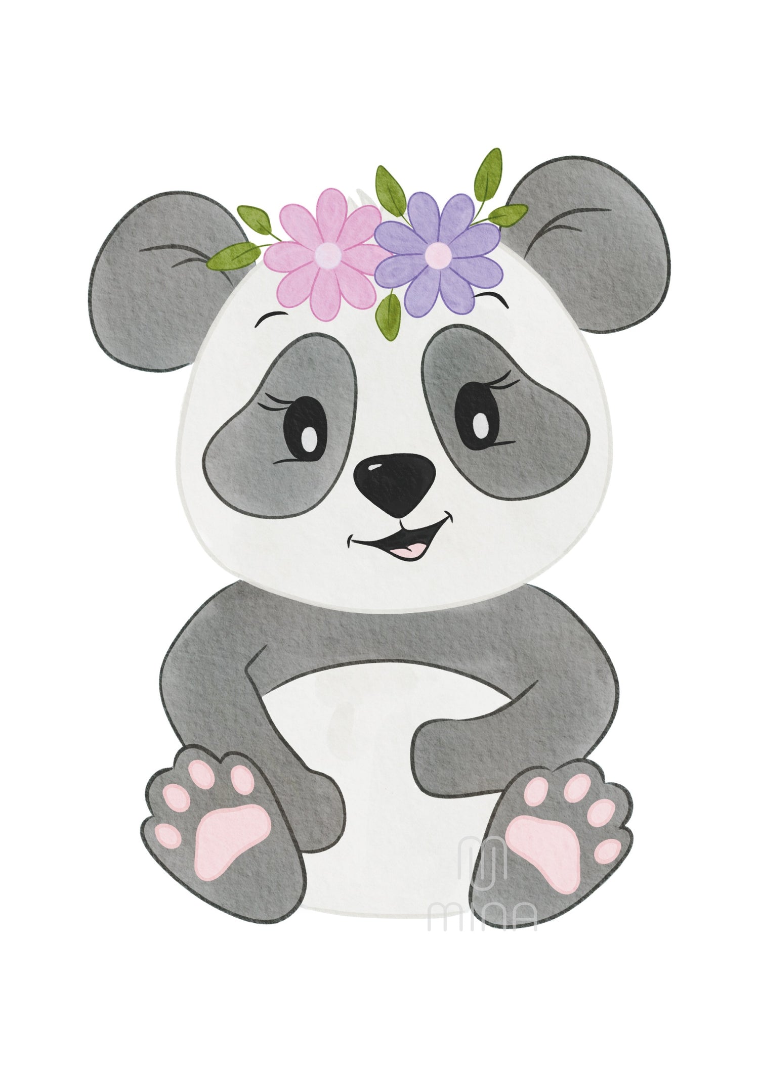 Bügelbild Panda Boho