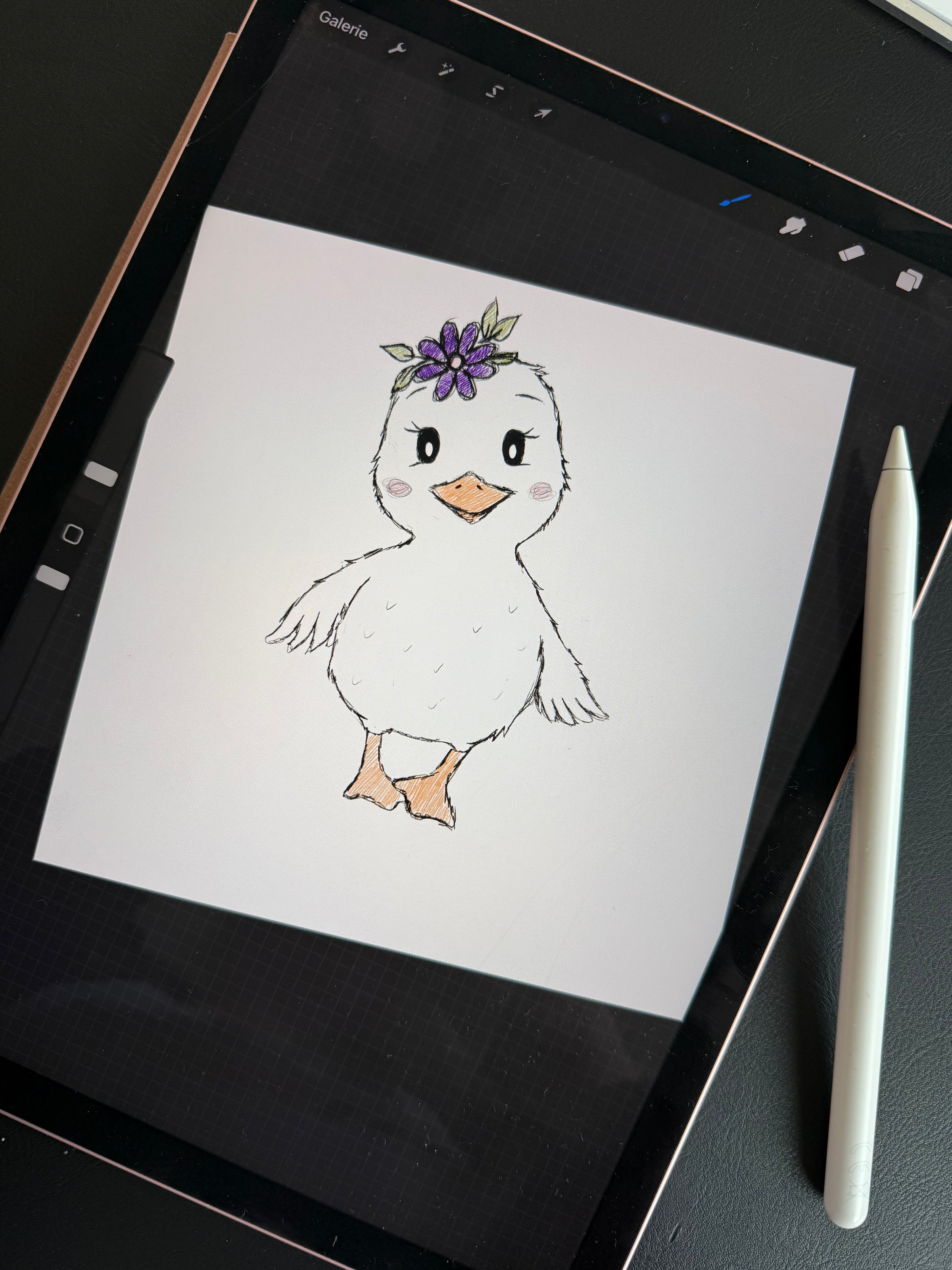 Zeichnung Ente auf dem iPad