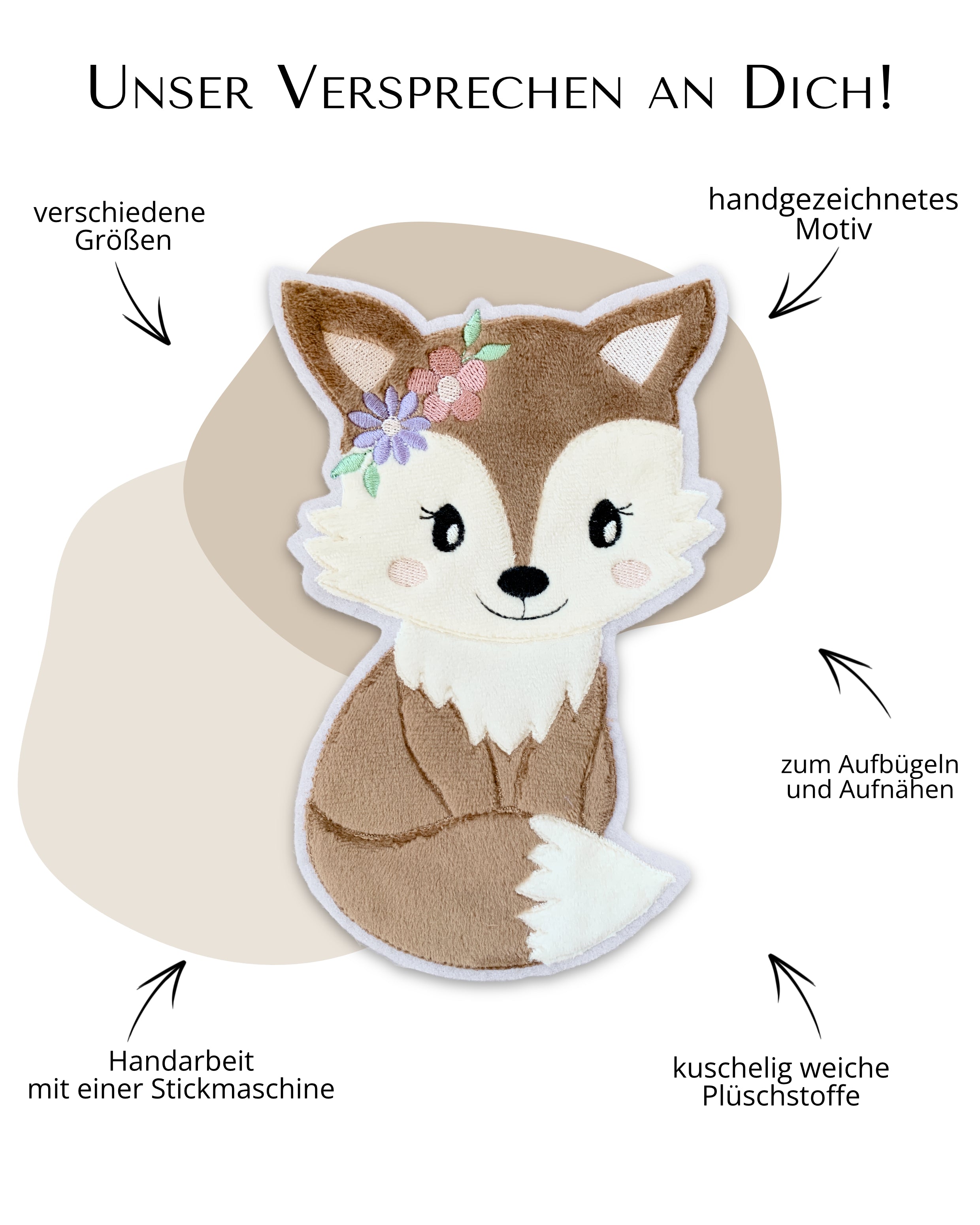 Applikation Boho-Fuchs "Freddy" in Taupe