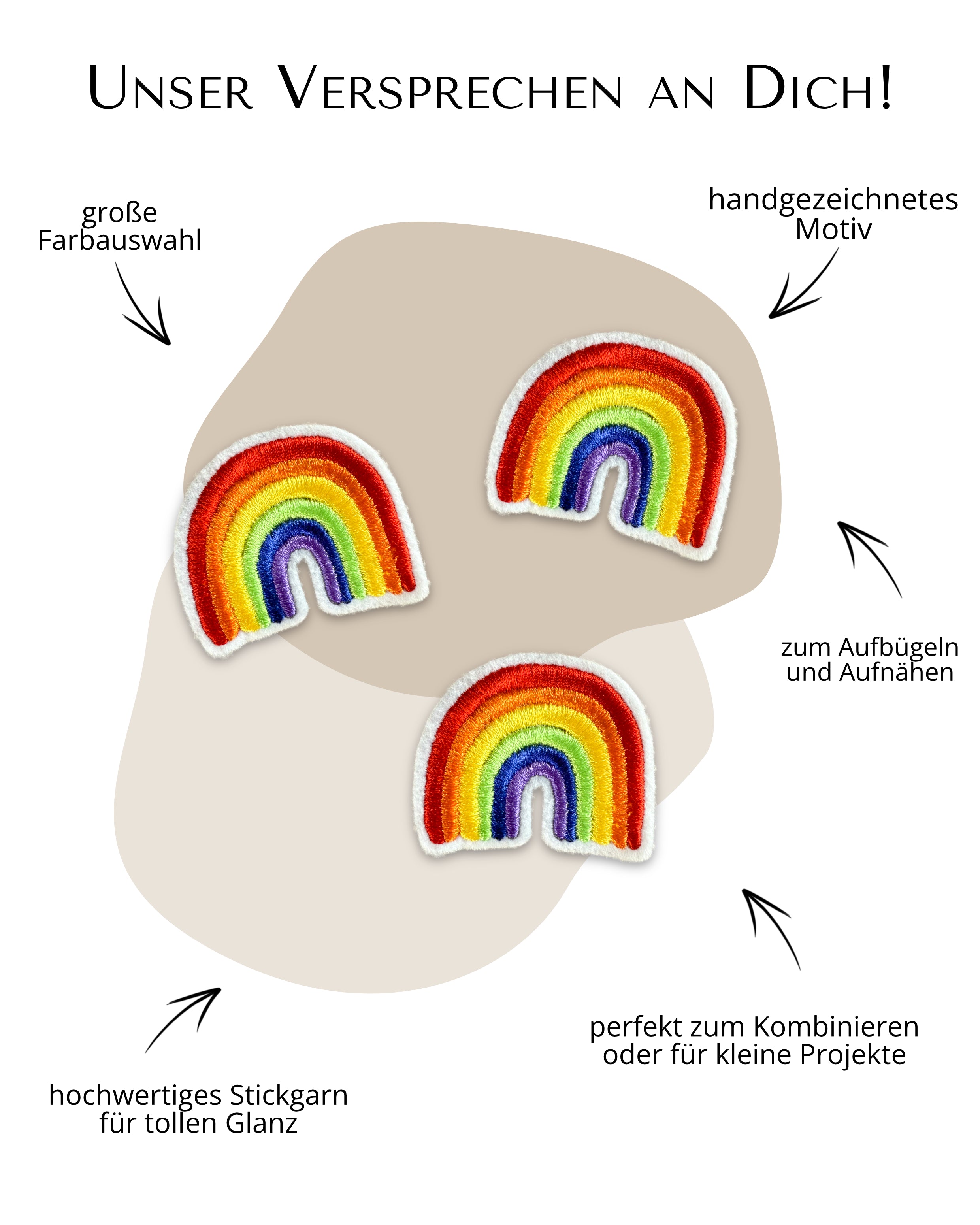 Mini Applikation Regenbogen "Rosa" - Bunt