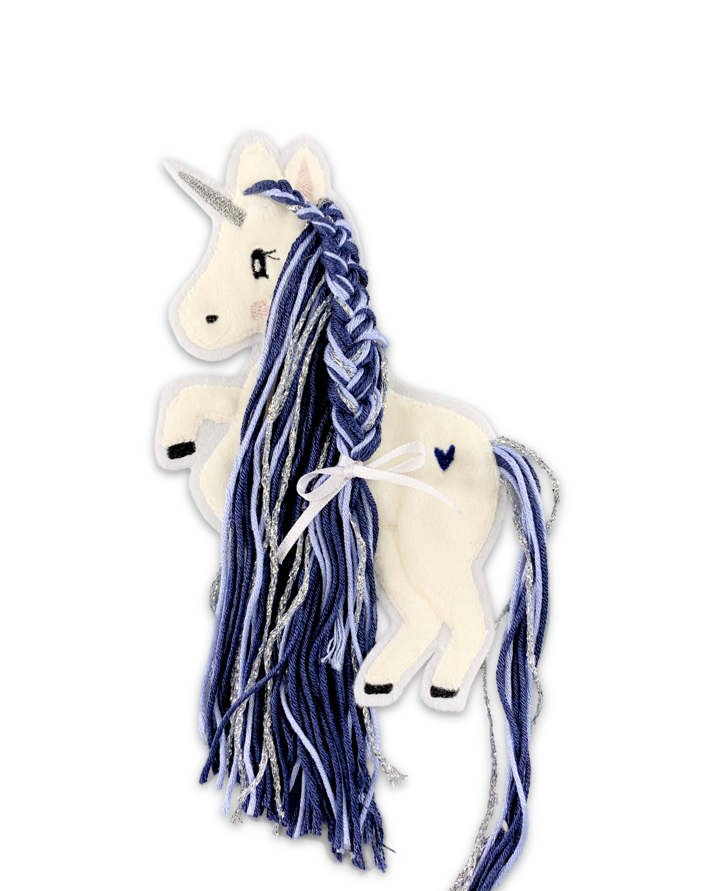 Applikation Einhorn blau Wollmähne