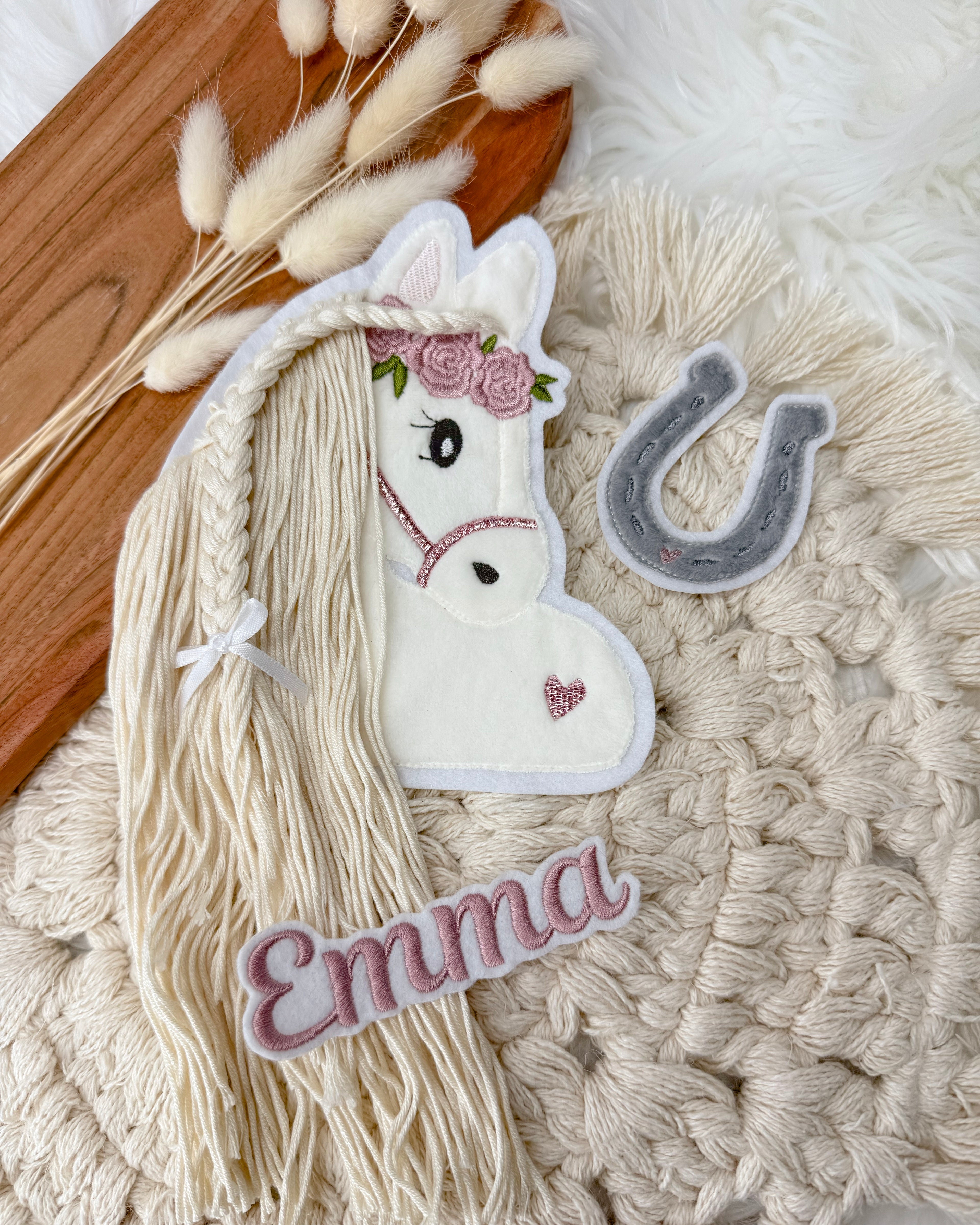 Pferde Aufnäher in weiß