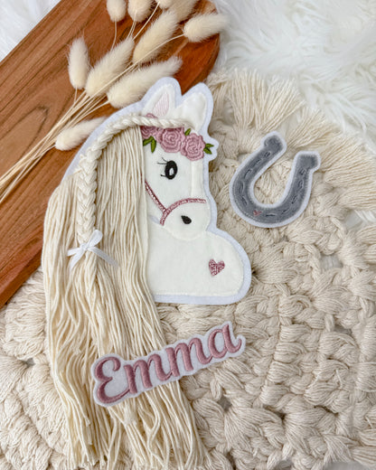 Pferde Aufnäher in weiß