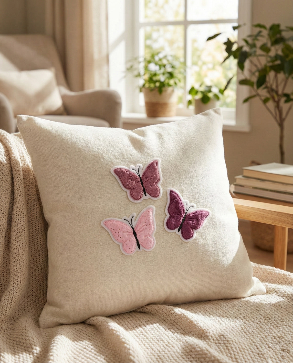 Kissen mit Applikation Schmetterling