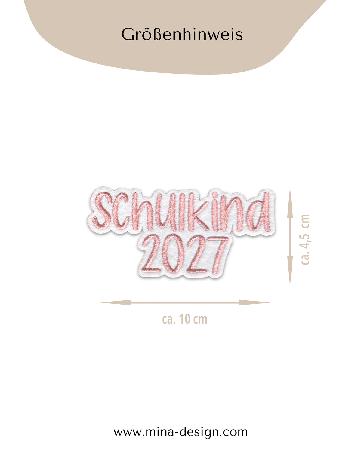 Applikation "Schulkind 2027" auf schwarzem Filz - Schrift 04