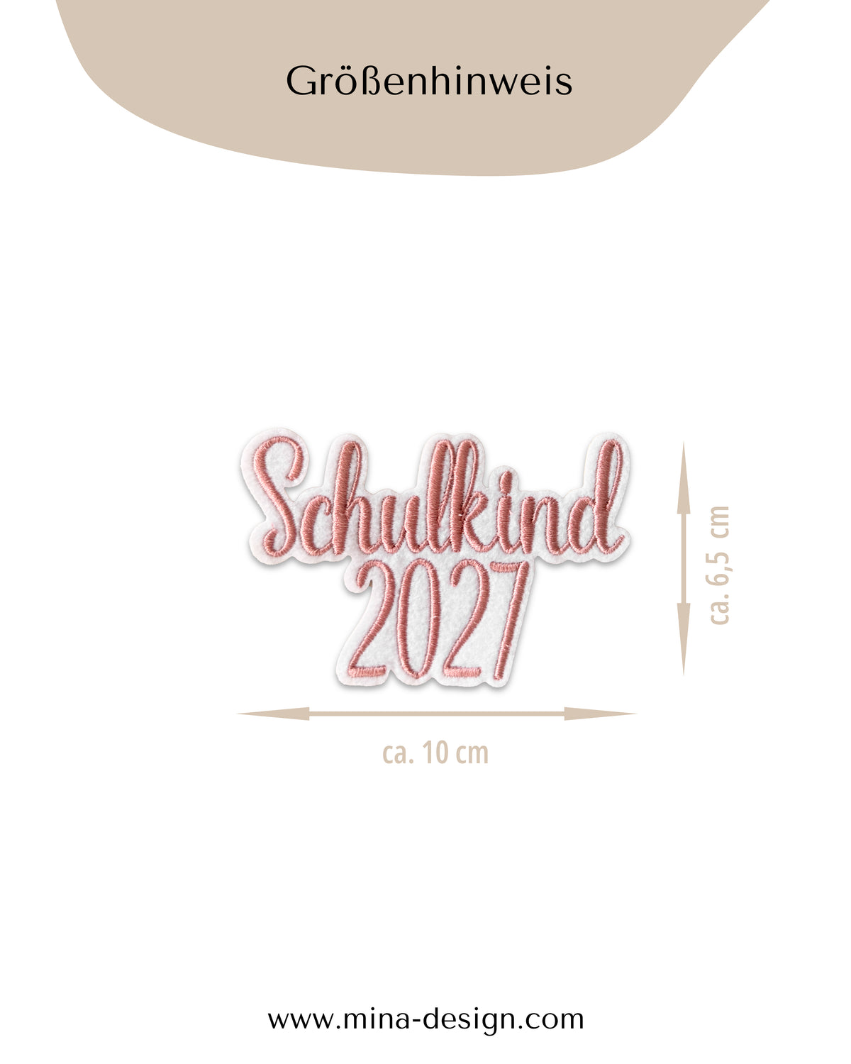 Applikation "Schulkind 2027" auf schwarzem Filz - Schrift 05