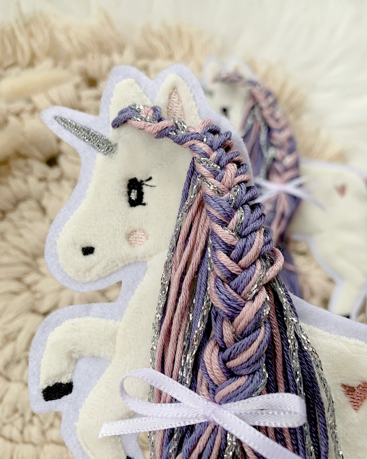 Applikation Einhorn mit Wollmähne