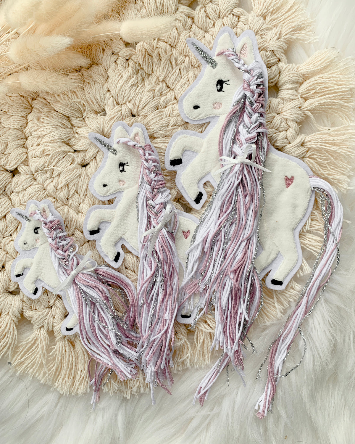 Applikation Einhorn "Ella" - Altrosa/Silber