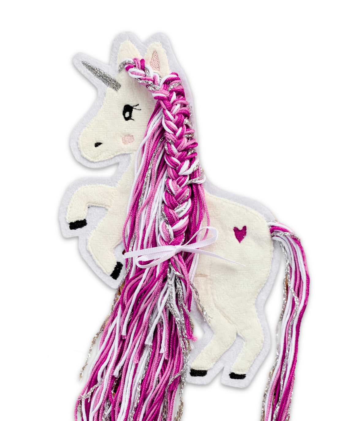 Applikation Einhorn Pink, Beere Silber