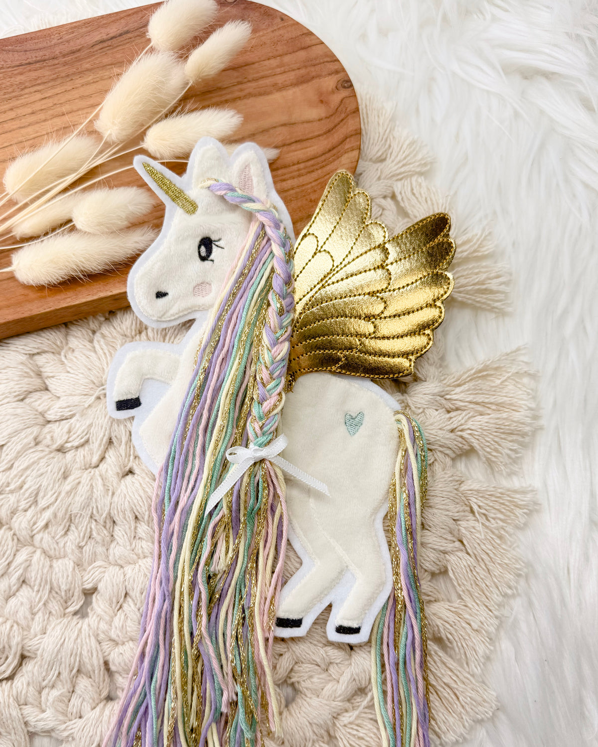 Applikation Pegasus "Pia" - Regenbogen/Gold