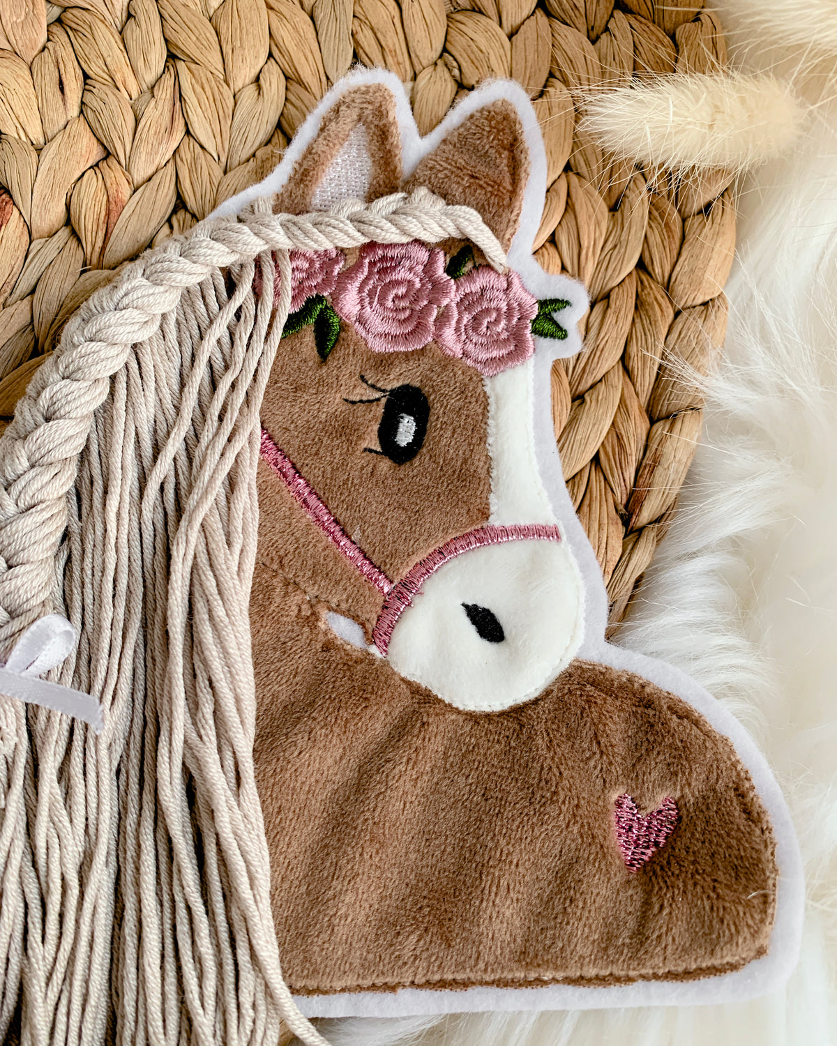 Applikation Pferd Beige Rosa