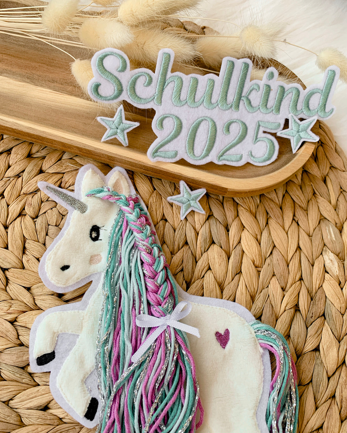 Applikation Einhorn "Ella" - Türkis/Lila