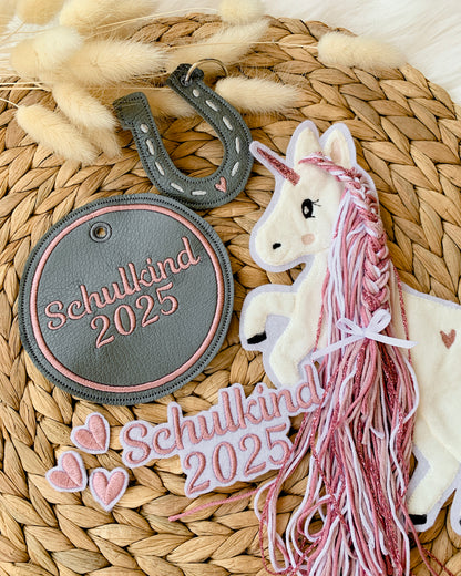 Applikation Einhorn Rosa Schulkind
