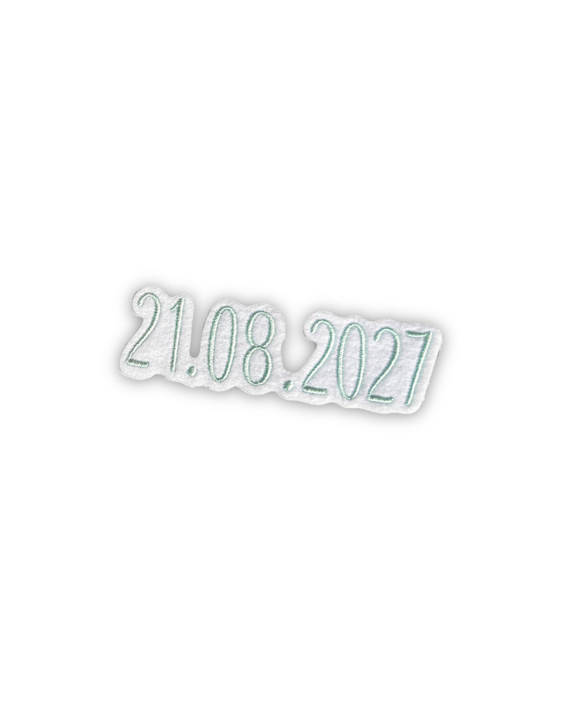 Datumsapplikation auf weißem Filz - Schrift 05