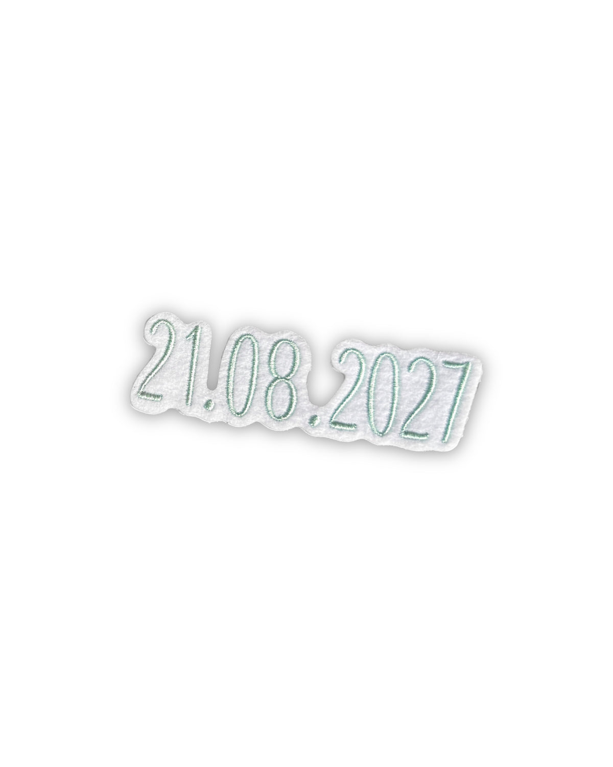Datumsapplikation auf weißem Filz - Schrift 05