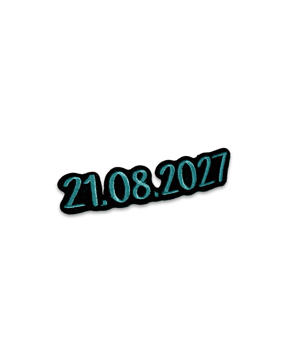Datumsapplikation auf schwarzem  Filz - Schrift 04