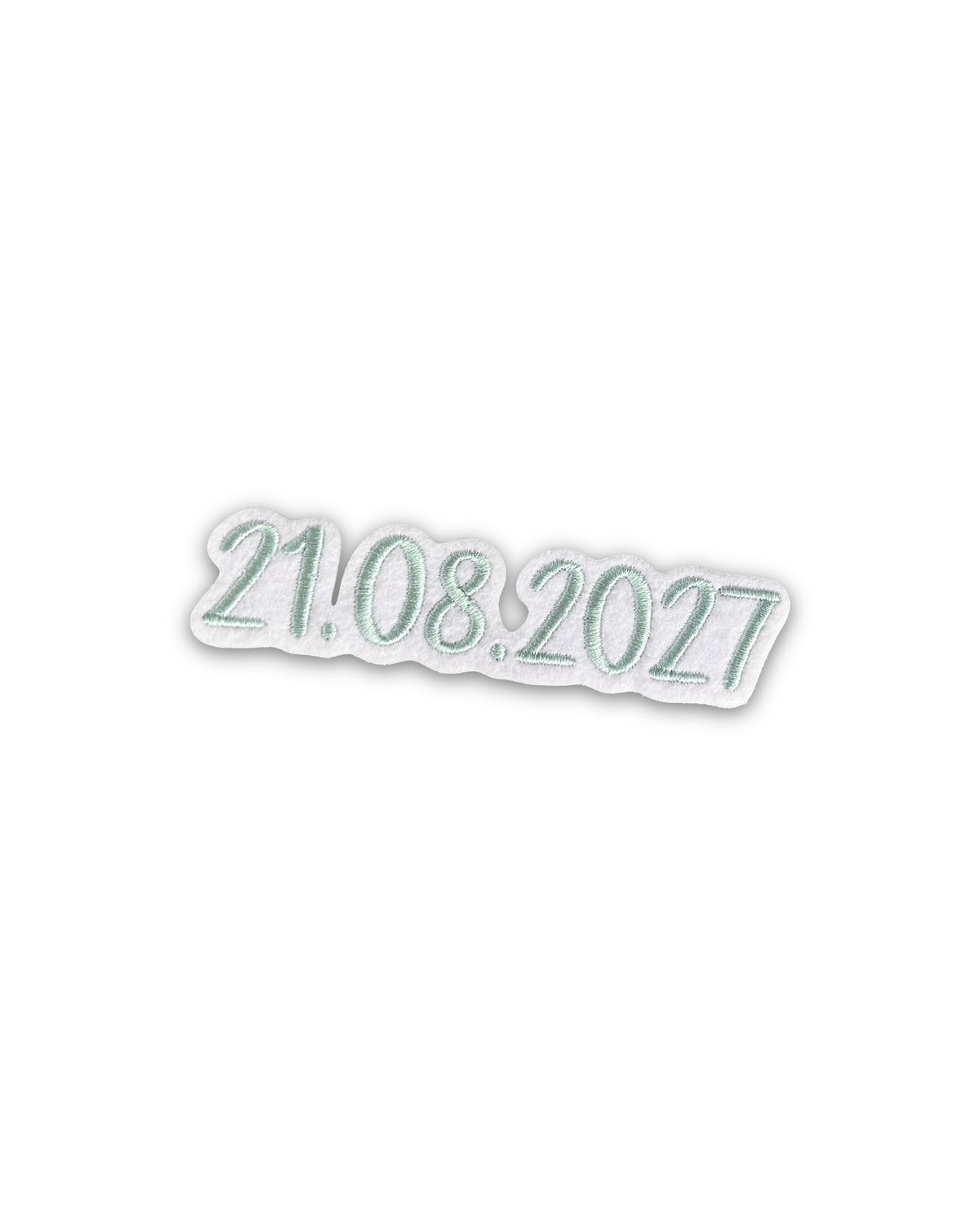 Datumsapplikation auf weißem Filz - Schrift 04