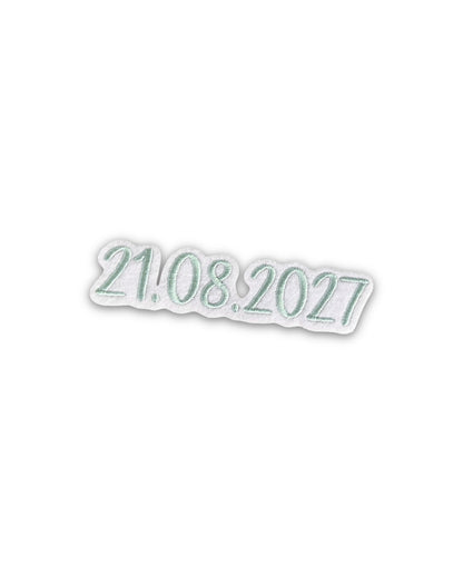 Datumsapplikation auf weißem Filz - Schrift 04