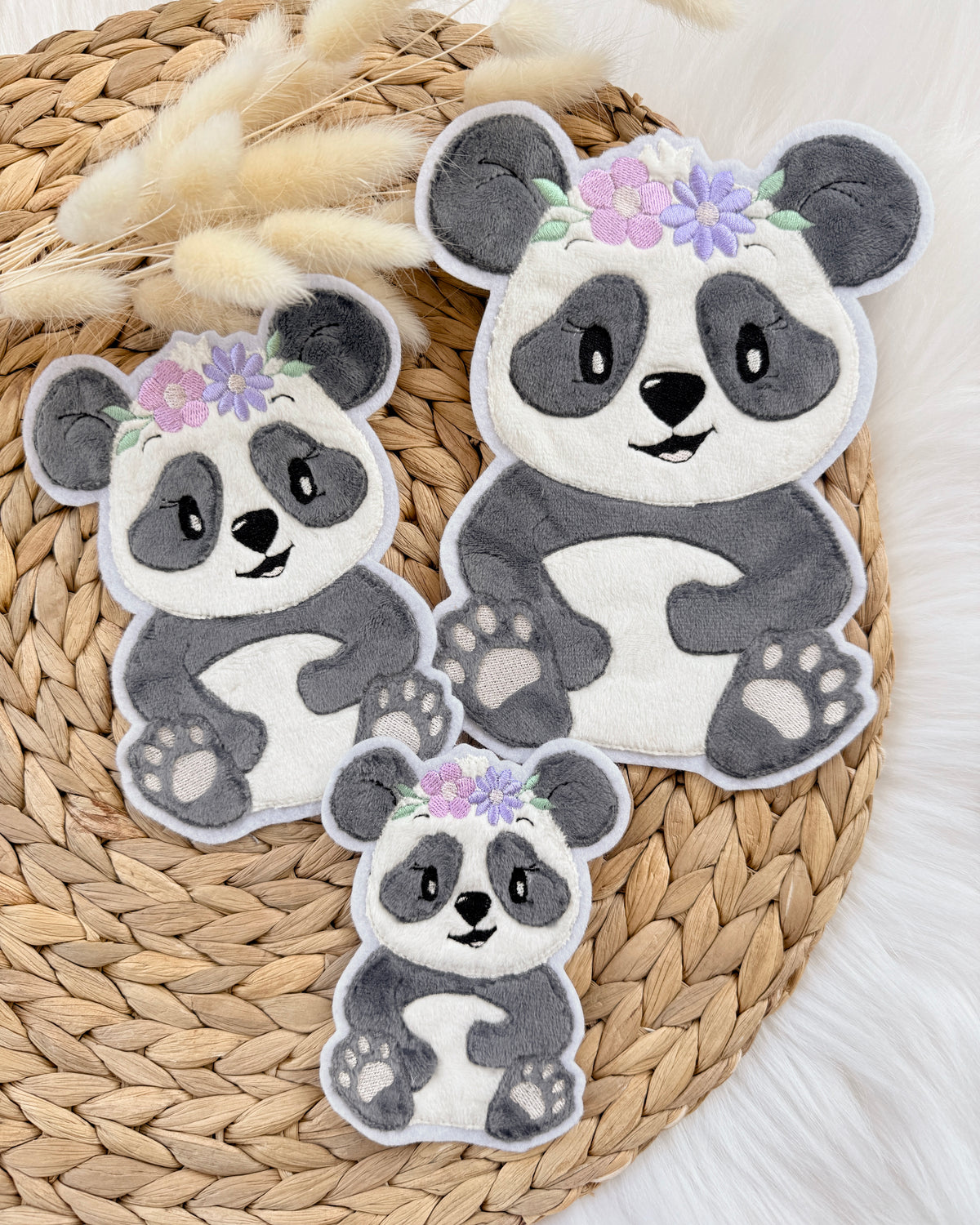 Aufnäher Panda Bär in drei verschiedenen Größen